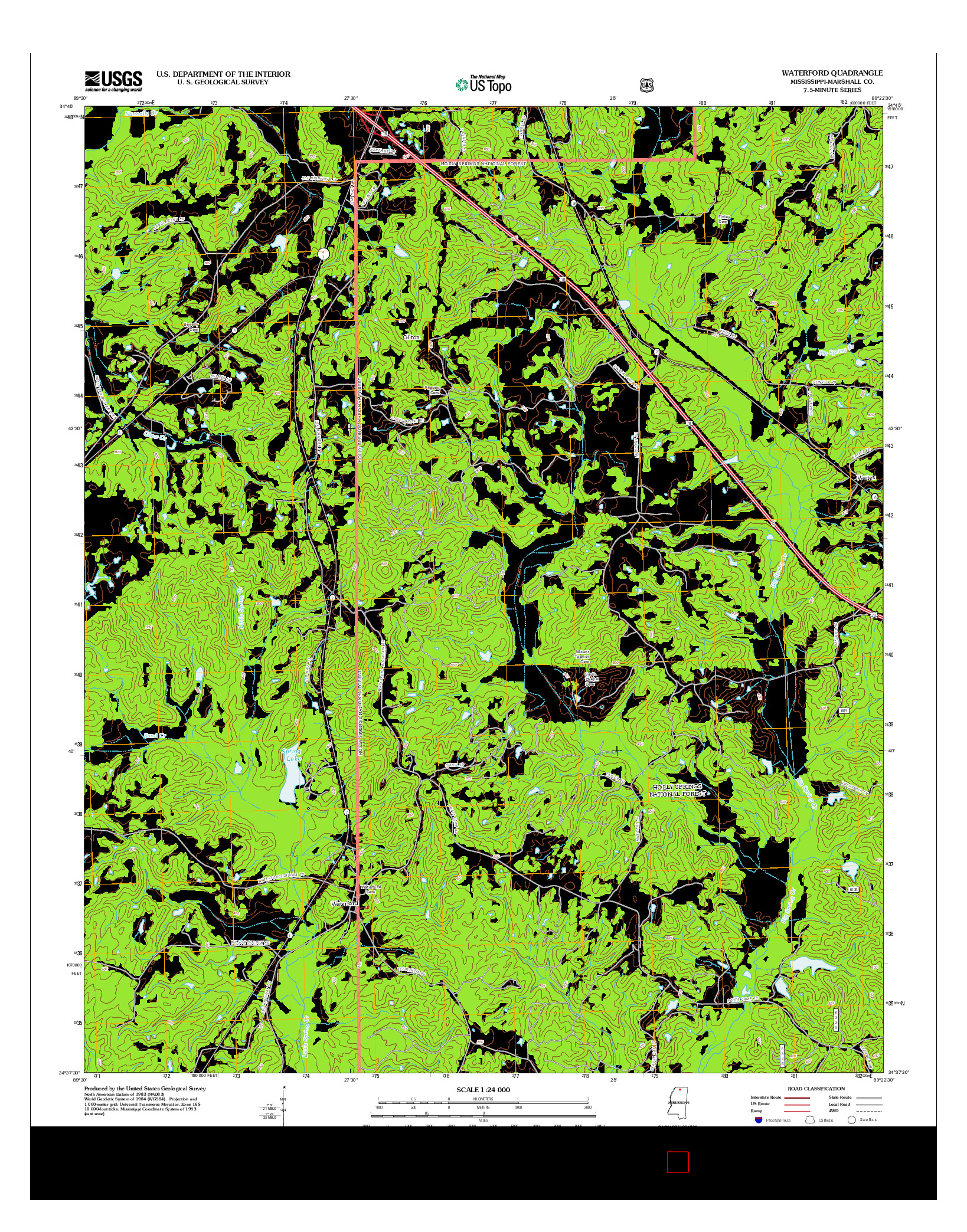 USGS US TOPO 7.5-MINUTE MAP FOR WATERFORD, MS 2012