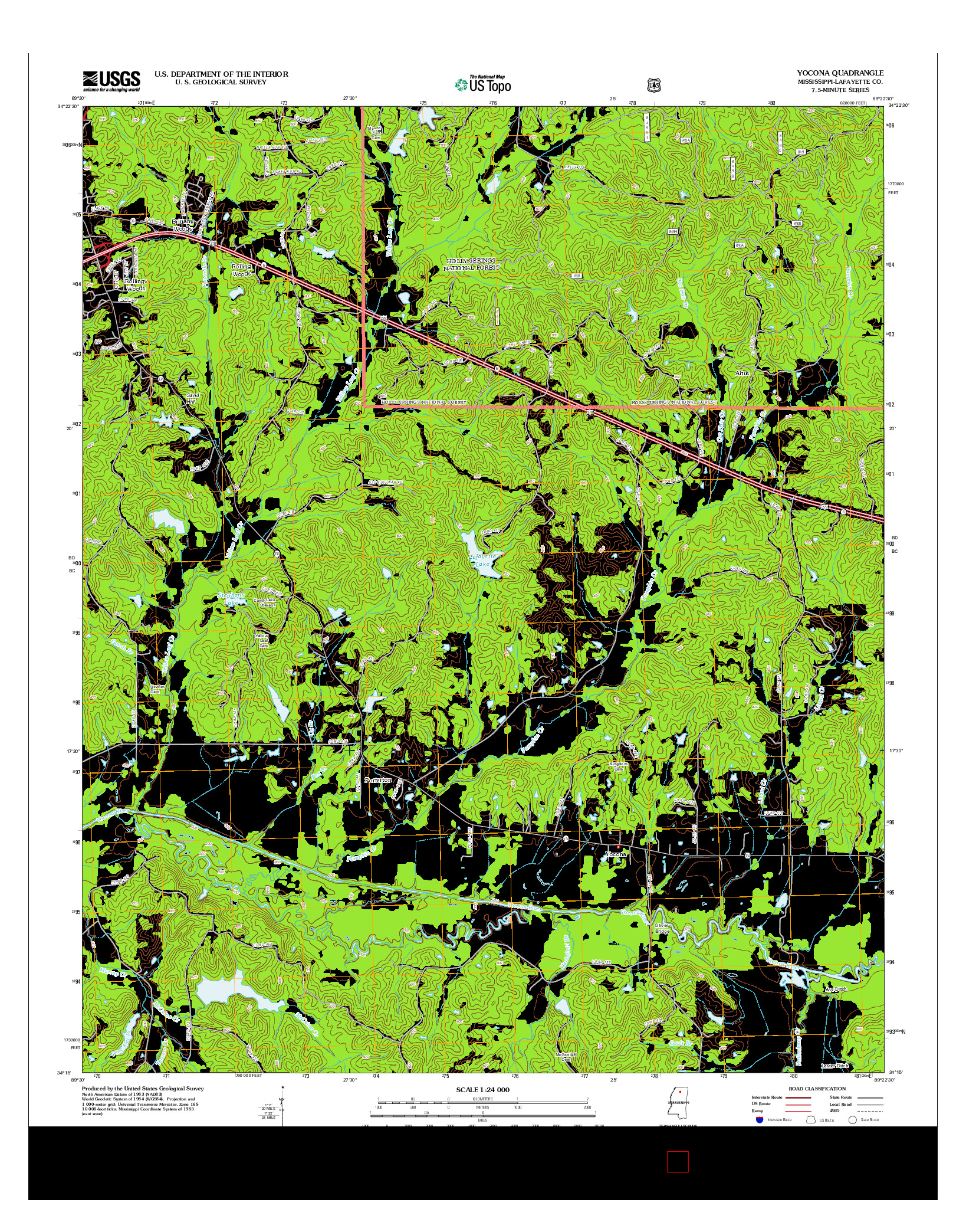 USGS US TOPO 7.5-MINUTE MAP FOR YOCONA, MS 2012