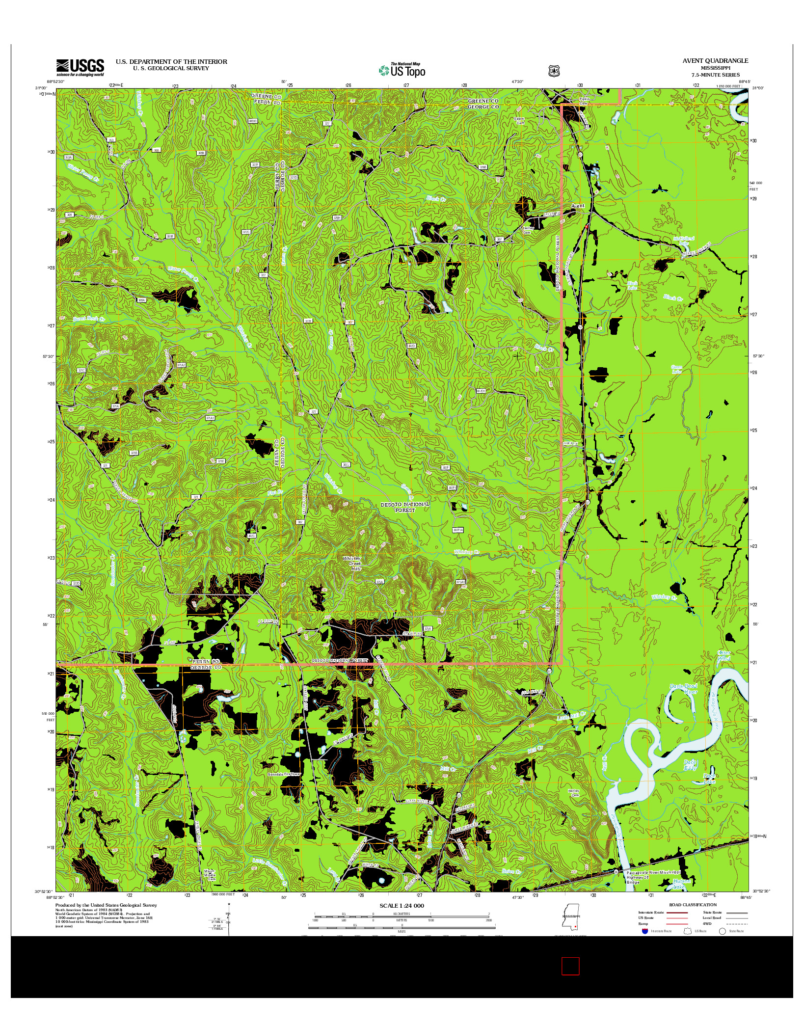 USGS US TOPO 7.5-MINUTE MAP FOR AVENT, MS 2012