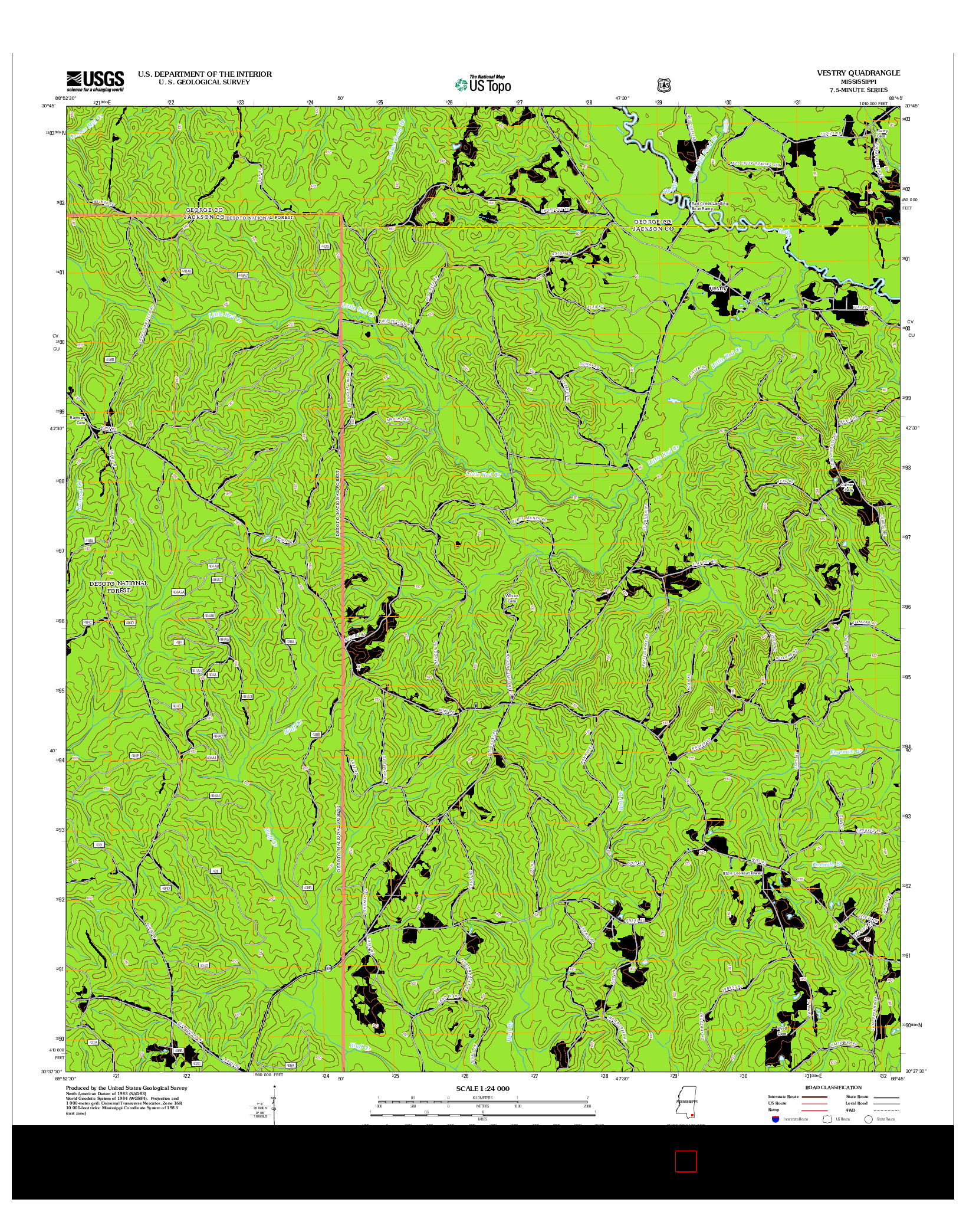 USGS US TOPO 7.5-MINUTE MAP FOR VESTRY, MS 2012