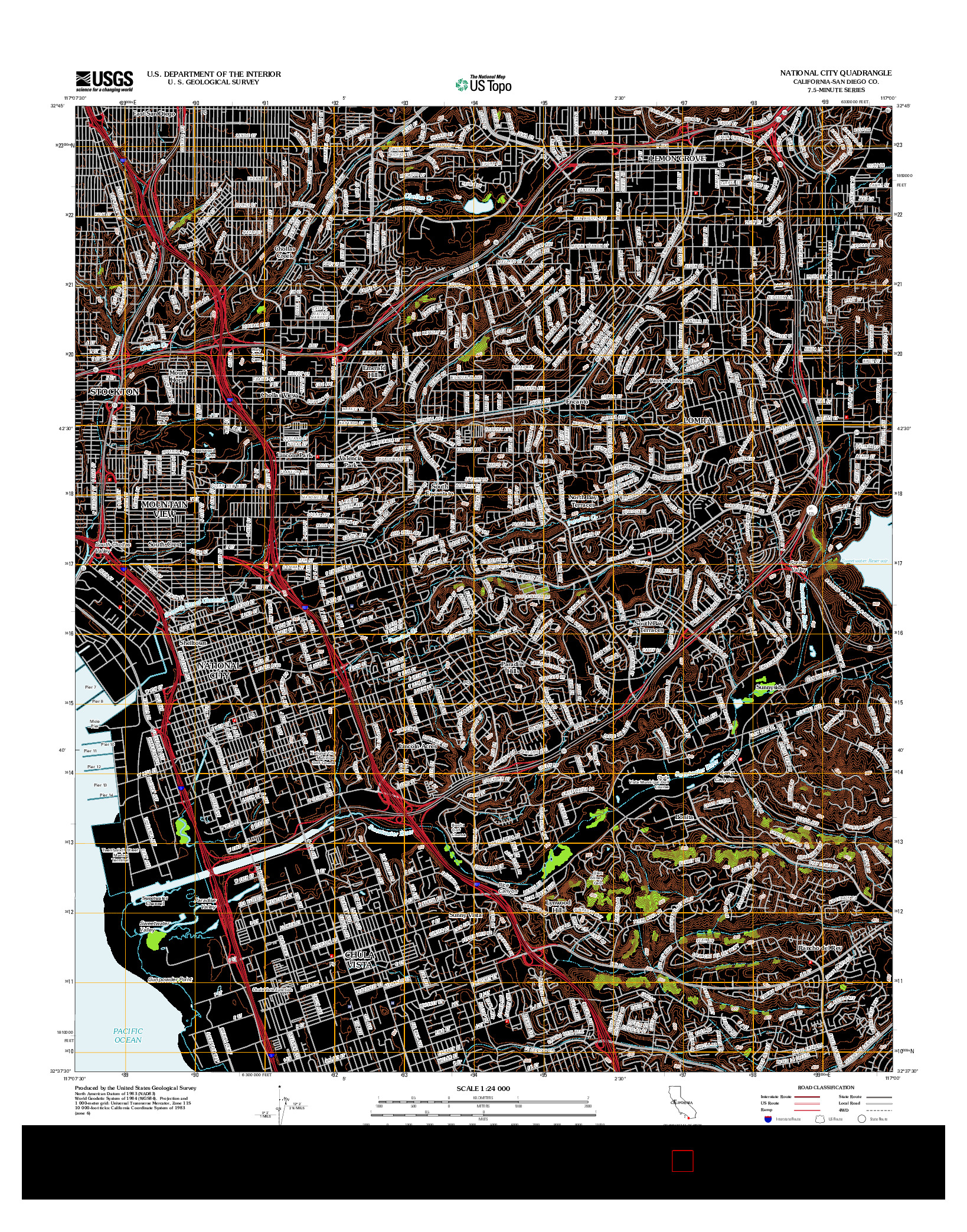 USGS US TOPO 7.5-MINUTE MAP FOR NATIONAL CITY, CA 2012
