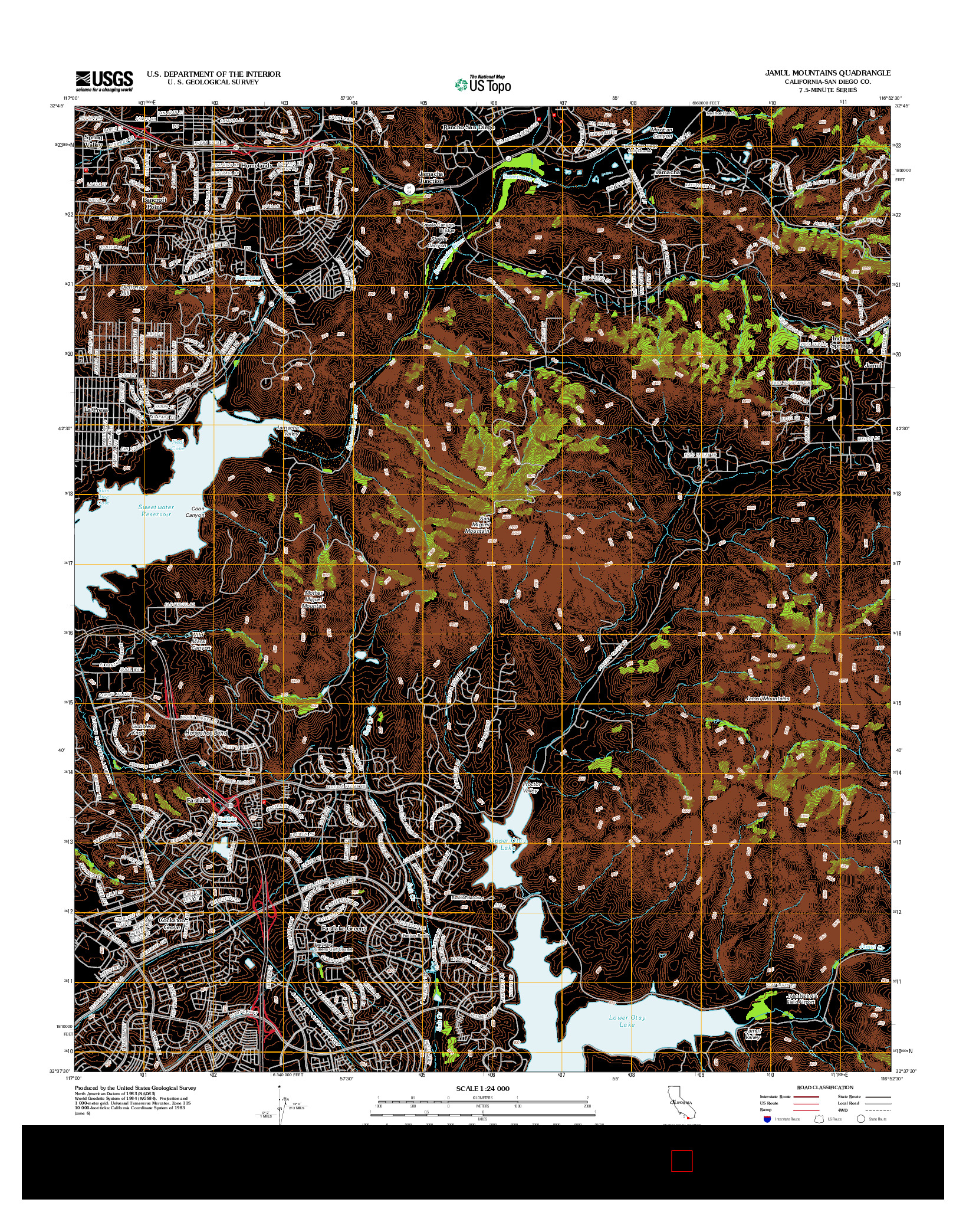 USGS US TOPO 7.5-MINUTE MAP FOR JAMUL MOUNTAINS, CA 2012