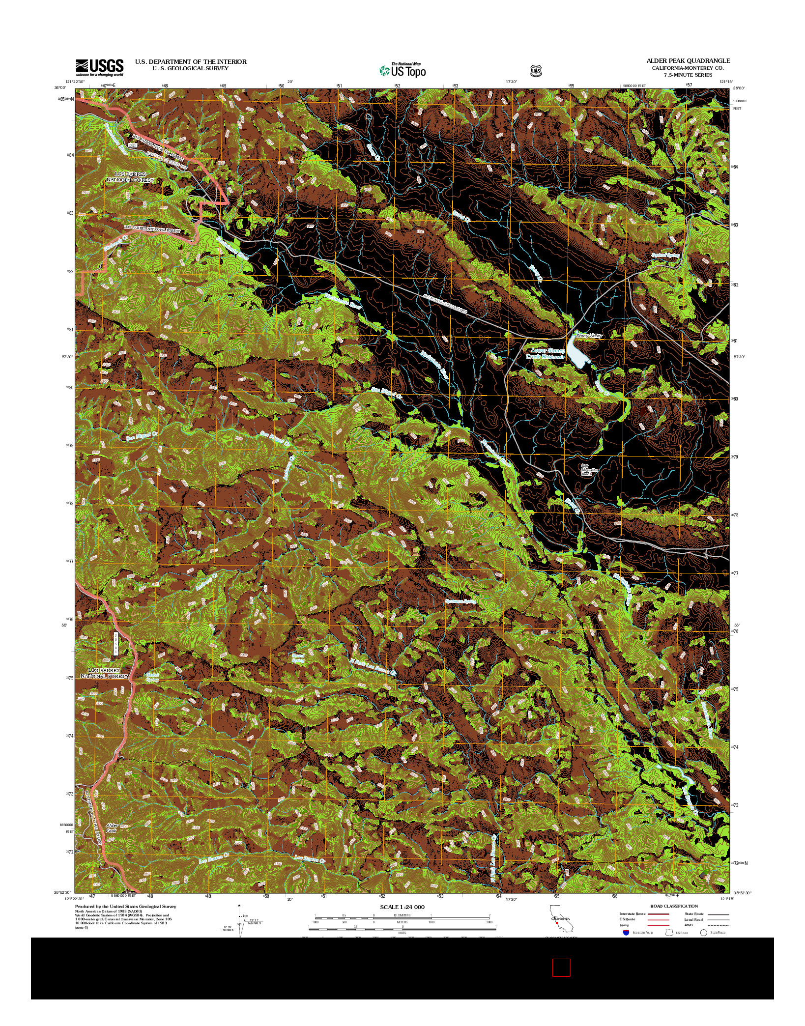 USGS US TOPO 7.5-MINUTE MAP FOR ALDER PEAK, CA 2012