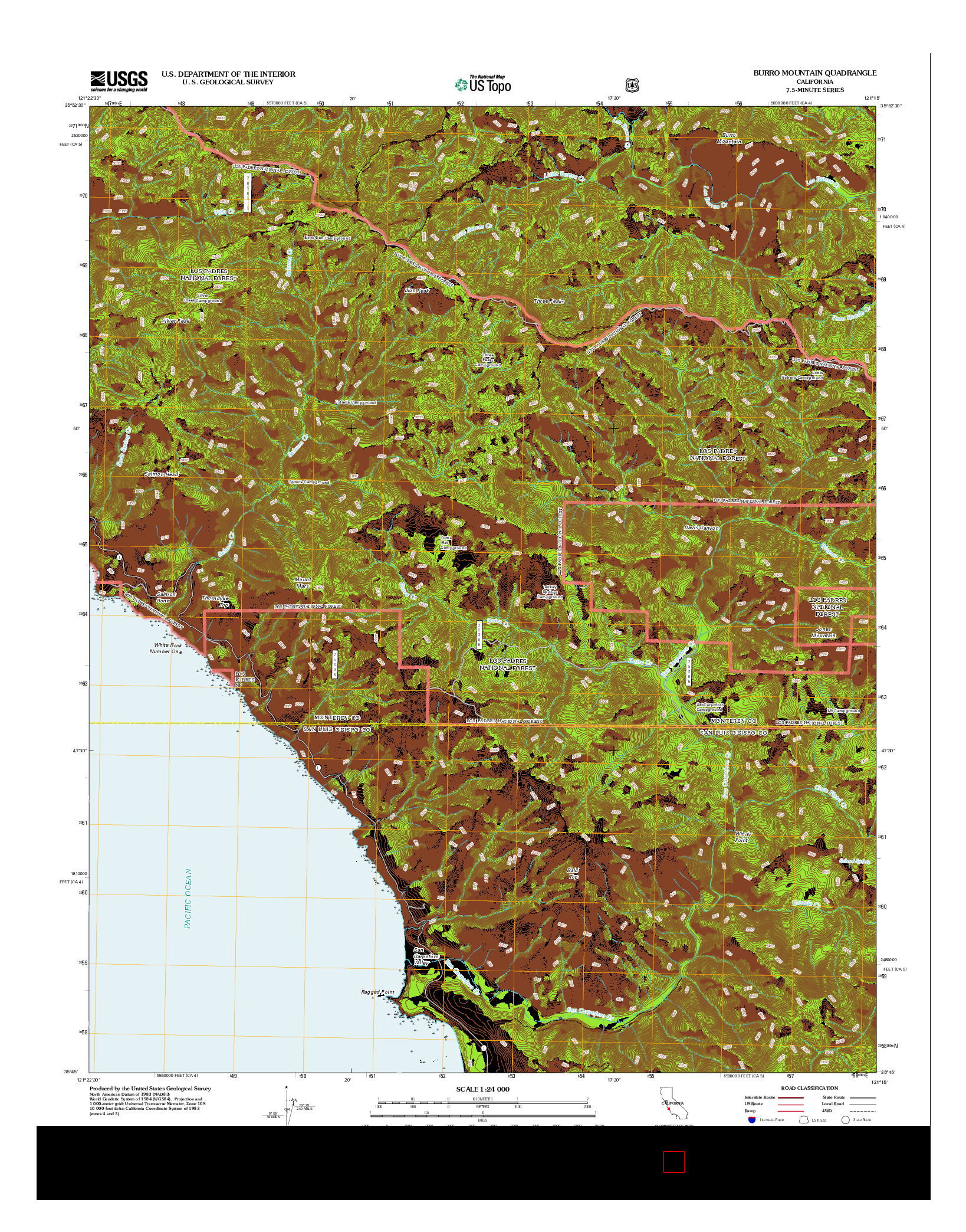 USGS US TOPO 7.5-MINUTE MAP FOR BURRO MOUNTAIN, CA 2012