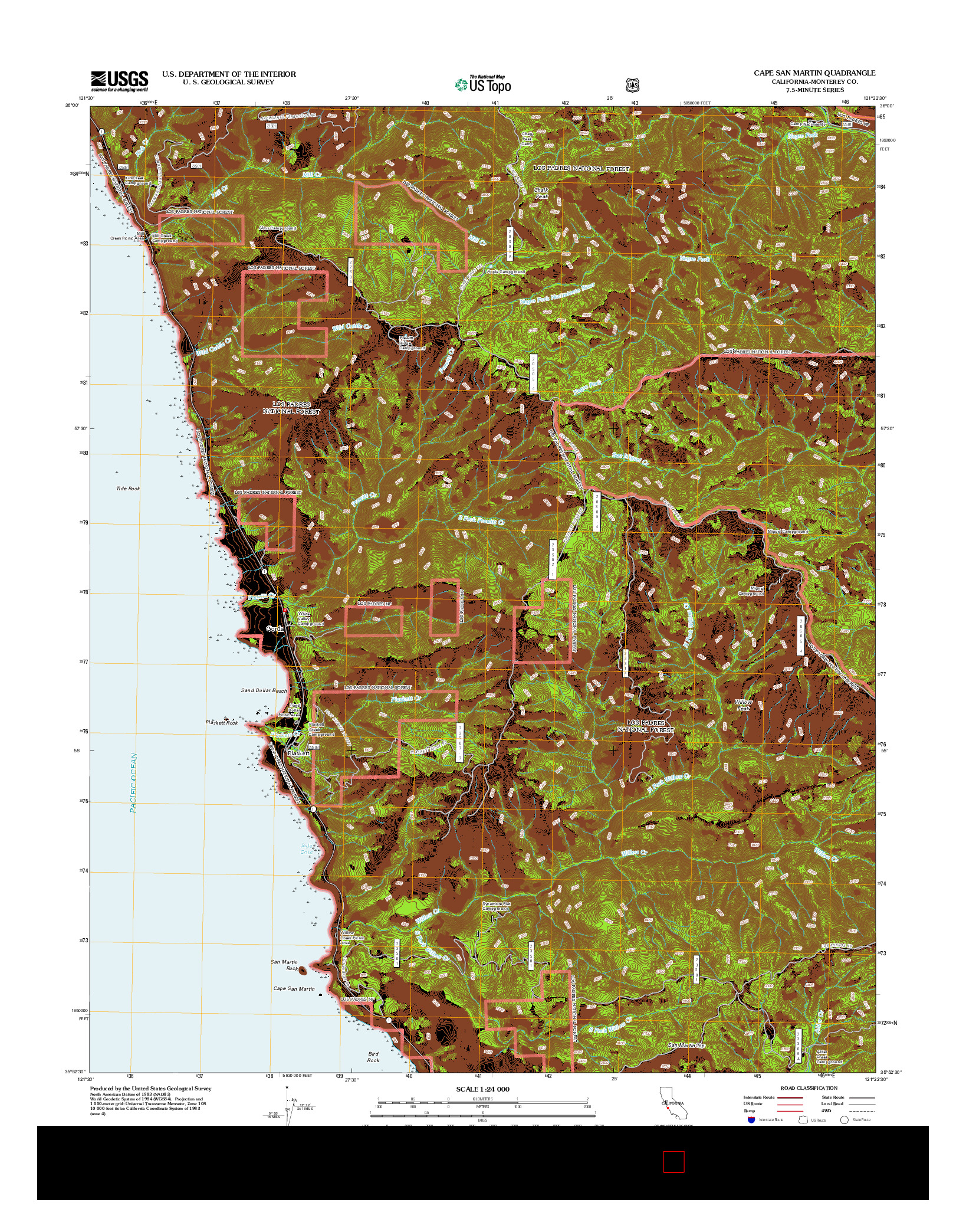 USGS US TOPO 7.5-MINUTE MAP FOR CAPE SAN MARTIN, CA 2012