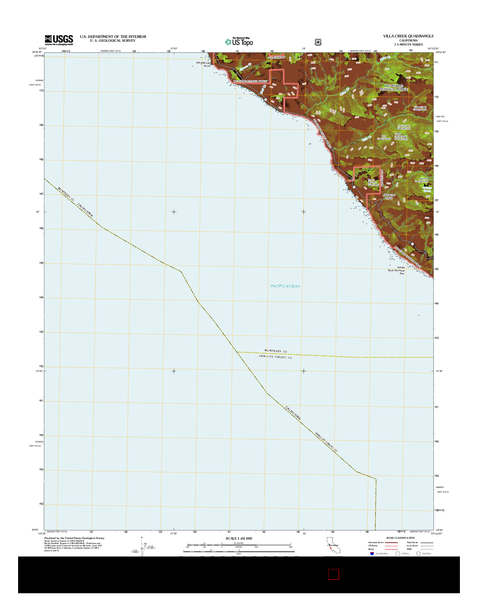 USGS US TOPO 7.5-MINUTE MAP FOR VILLA CREEK, CA 2012