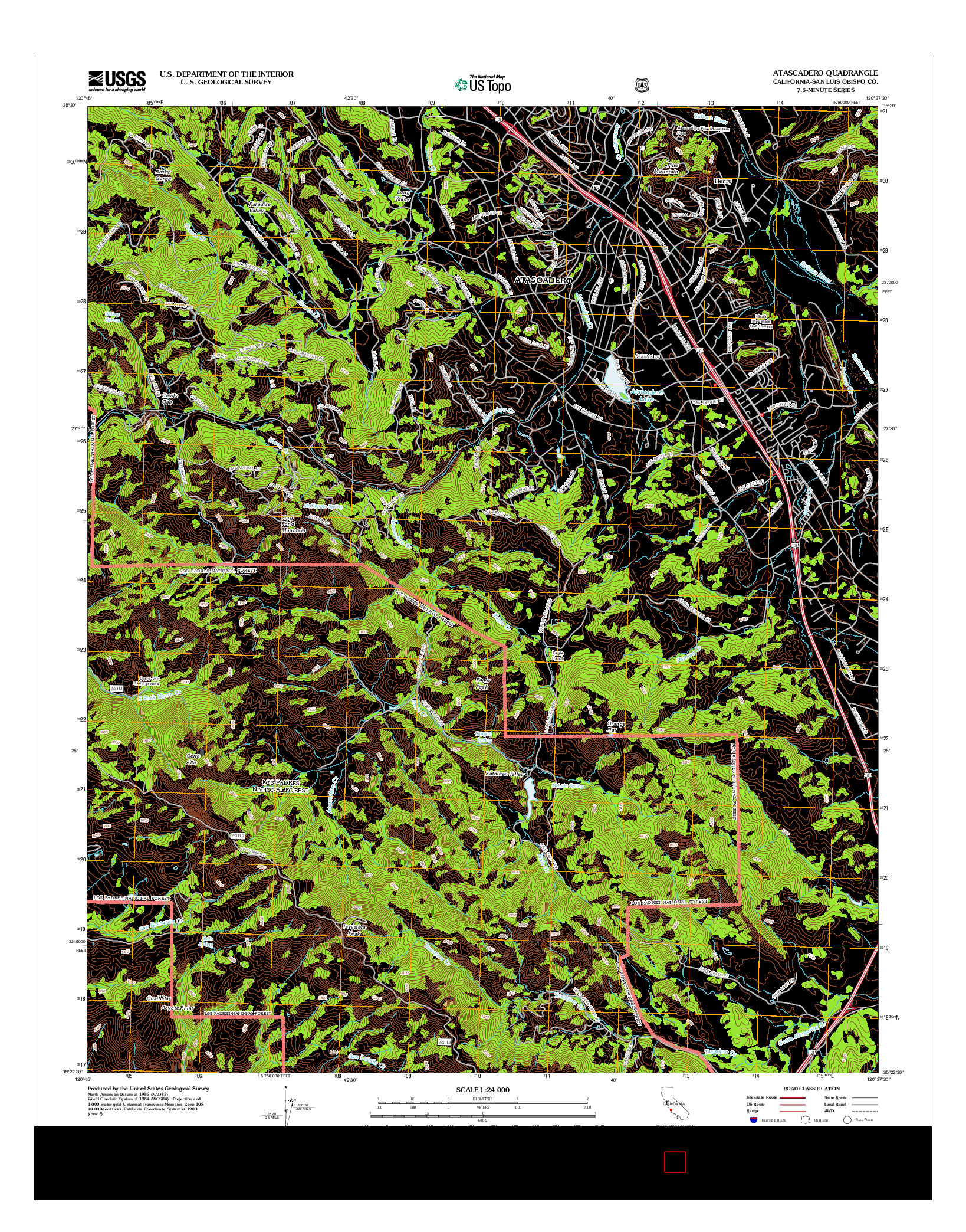 USGS US TOPO 7.5-MINUTE MAP FOR ATASCADERO, CA 2012