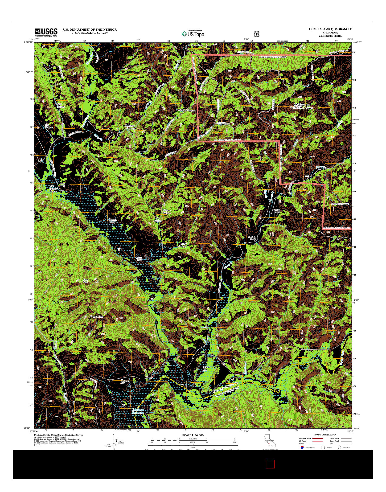 USGS US TOPO 7.5-MINUTE MAP FOR HUASNA PEAK, CA 2012