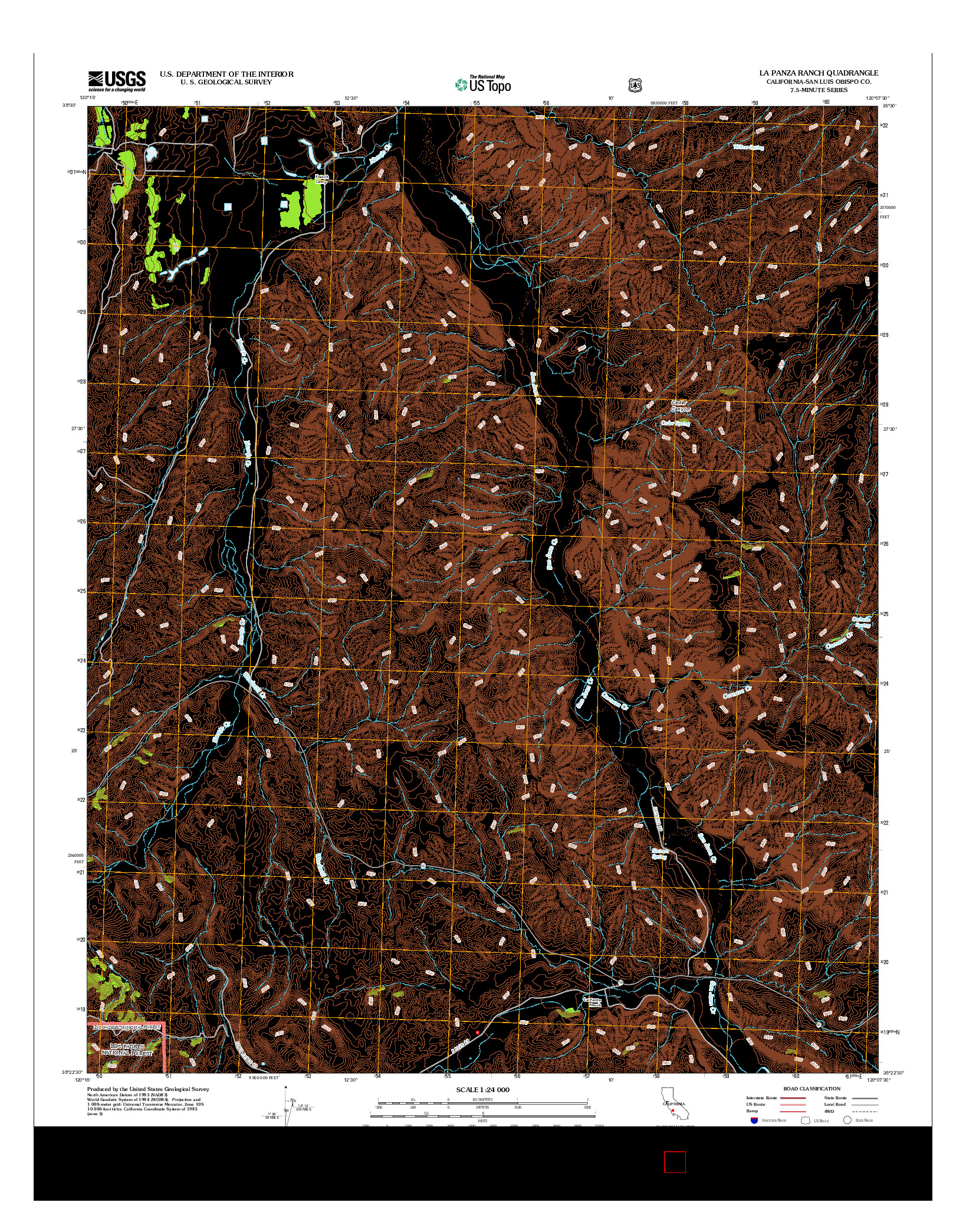 USGS US TOPO 7.5-MINUTE MAP FOR LA PANZA RANCH, CA 2012