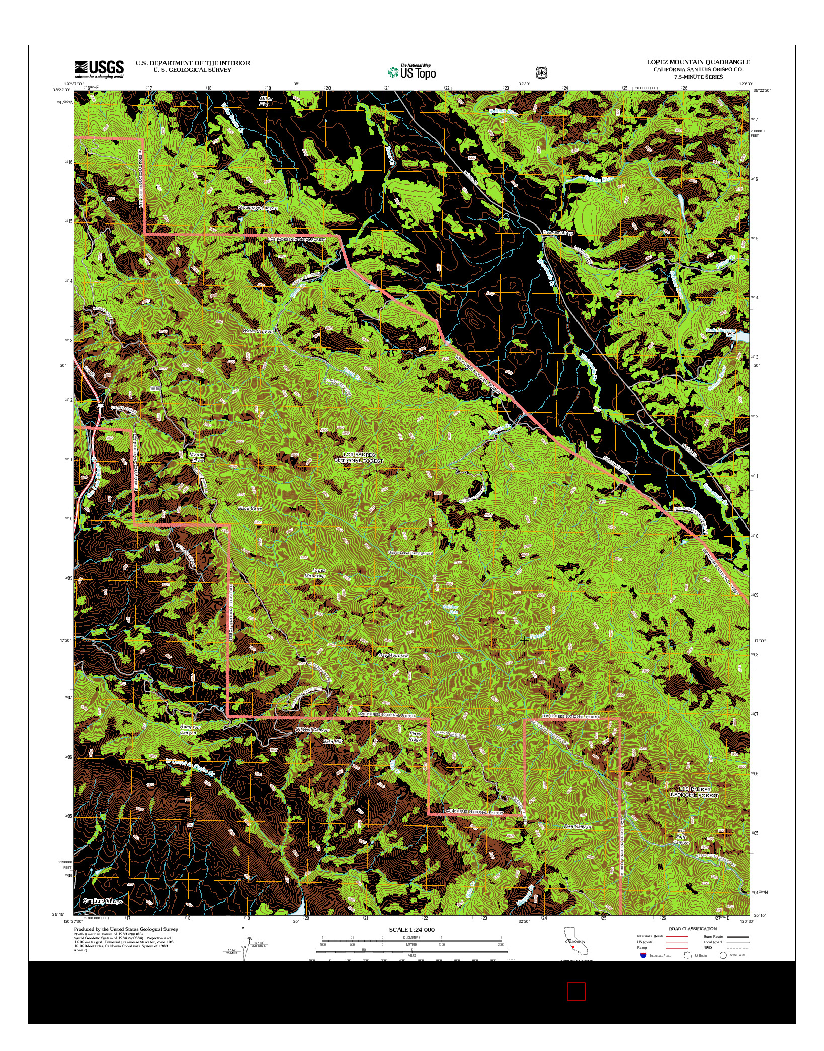 USGS US TOPO 7.5-MINUTE MAP FOR LOPEZ MOUNTAIN, CA 2012