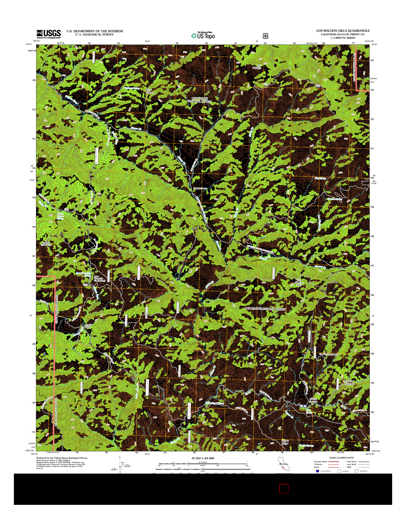 USGS US TOPO 7.5-MINUTE MAP FOR LOS MACHOS HILLS, CA 2012