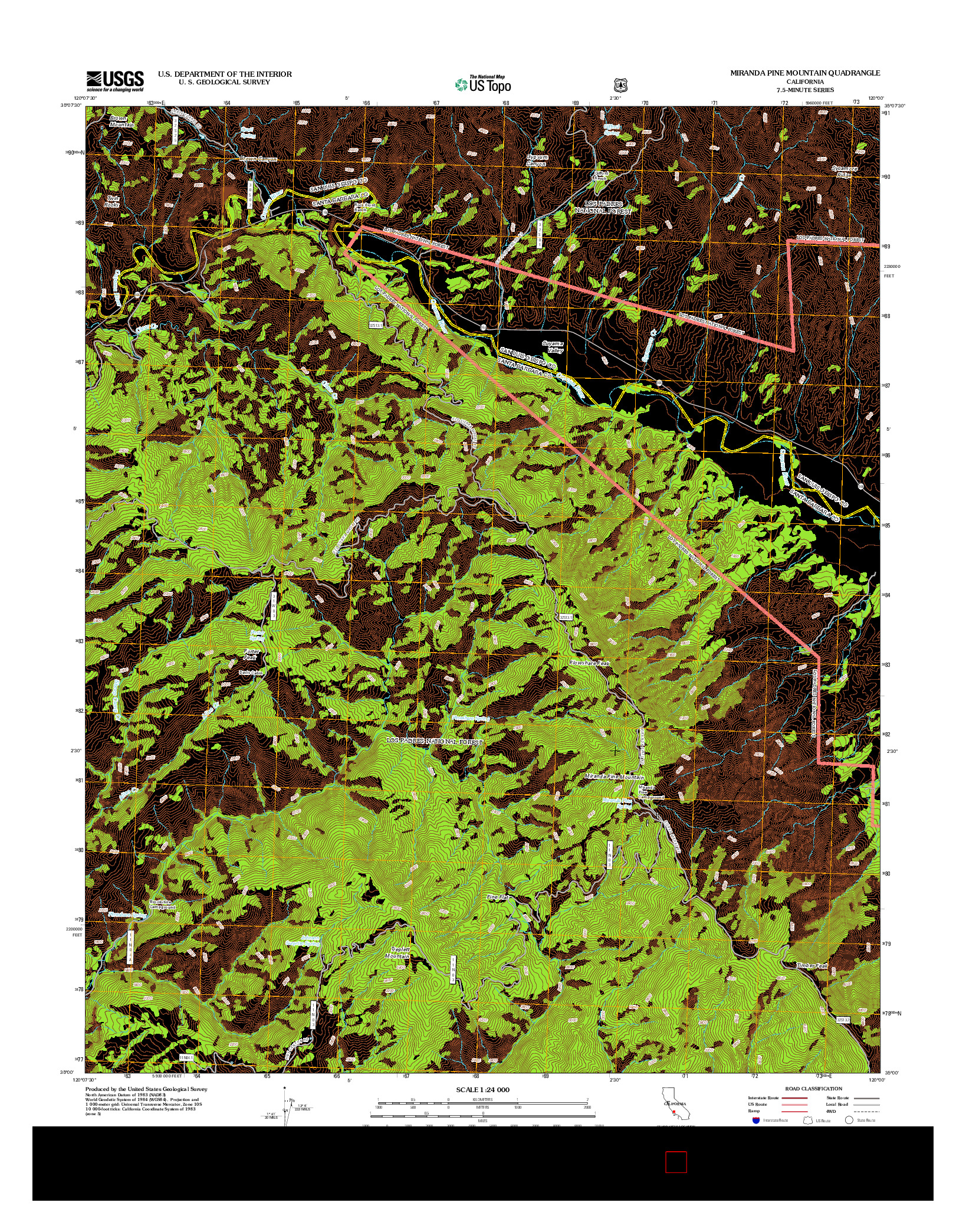 USGS US TOPO 7.5-MINUTE MAP FOR MIRANDA PINE MOUNTAIN, CA 2012