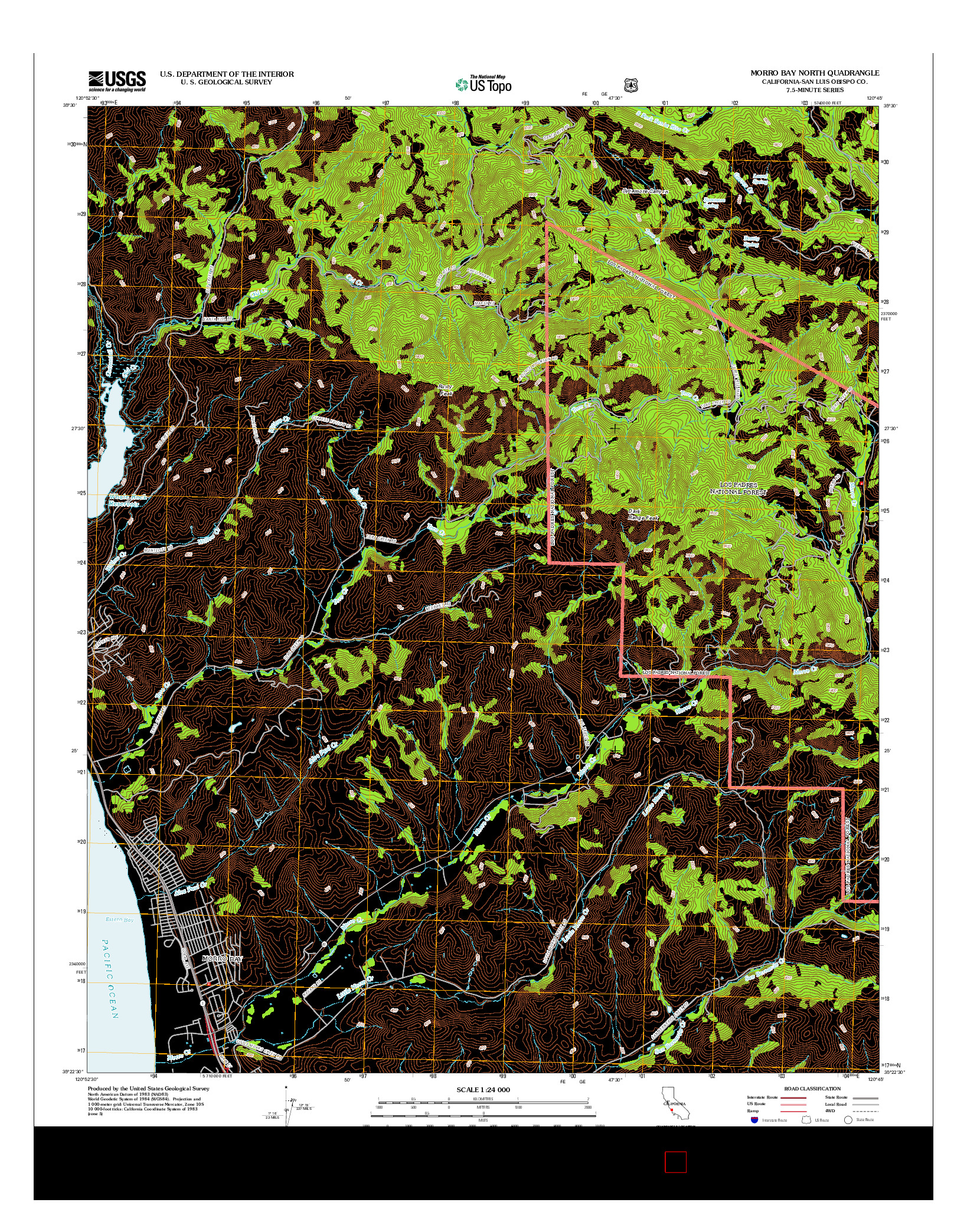 USGS US TOPO 7.5-MINUTE MAP FOR MORRO BAY NORTH, CA 2012