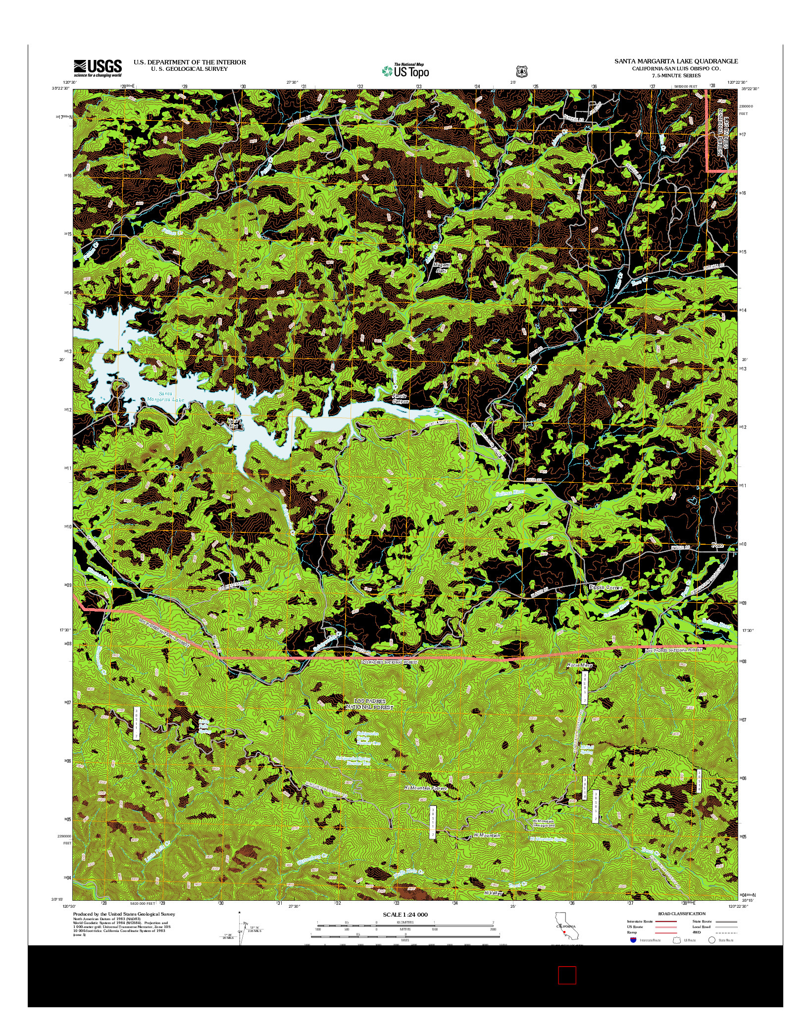 USGS US TOPO 7.5-MINUTE MAP FOR SANTA MARGARITA LAKE, CA 2012