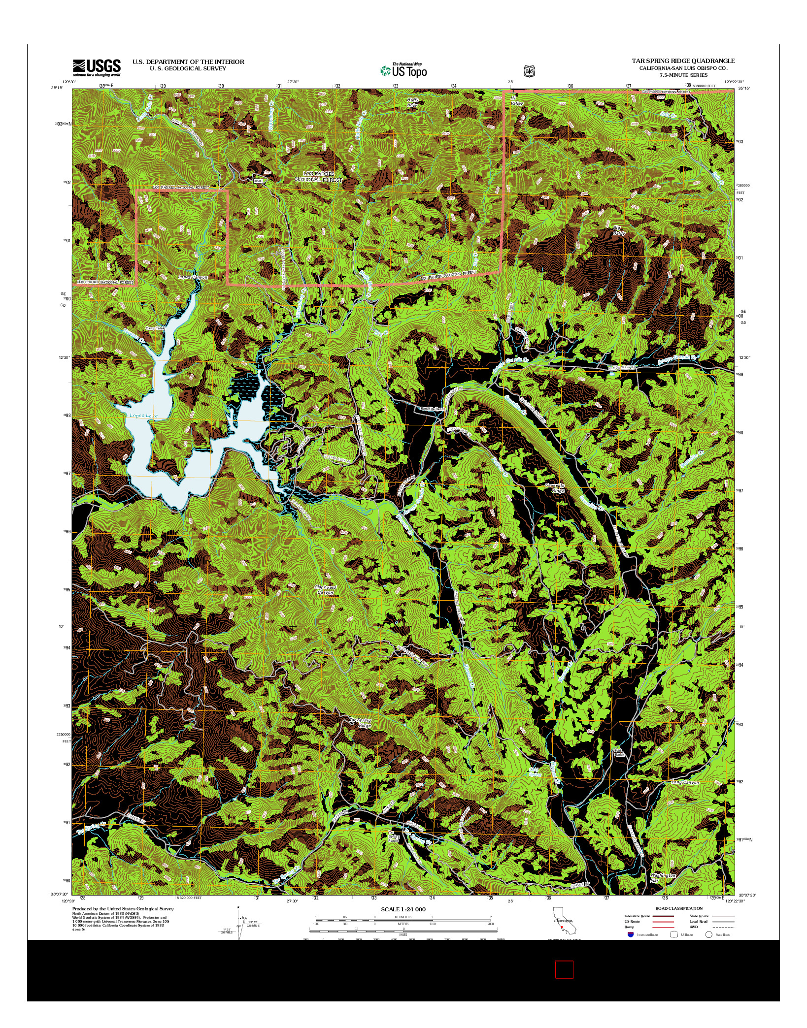 USGS US TOPO 7.5-MINUTE MAP FOR TAR SPRING RIDGE, CA 2012