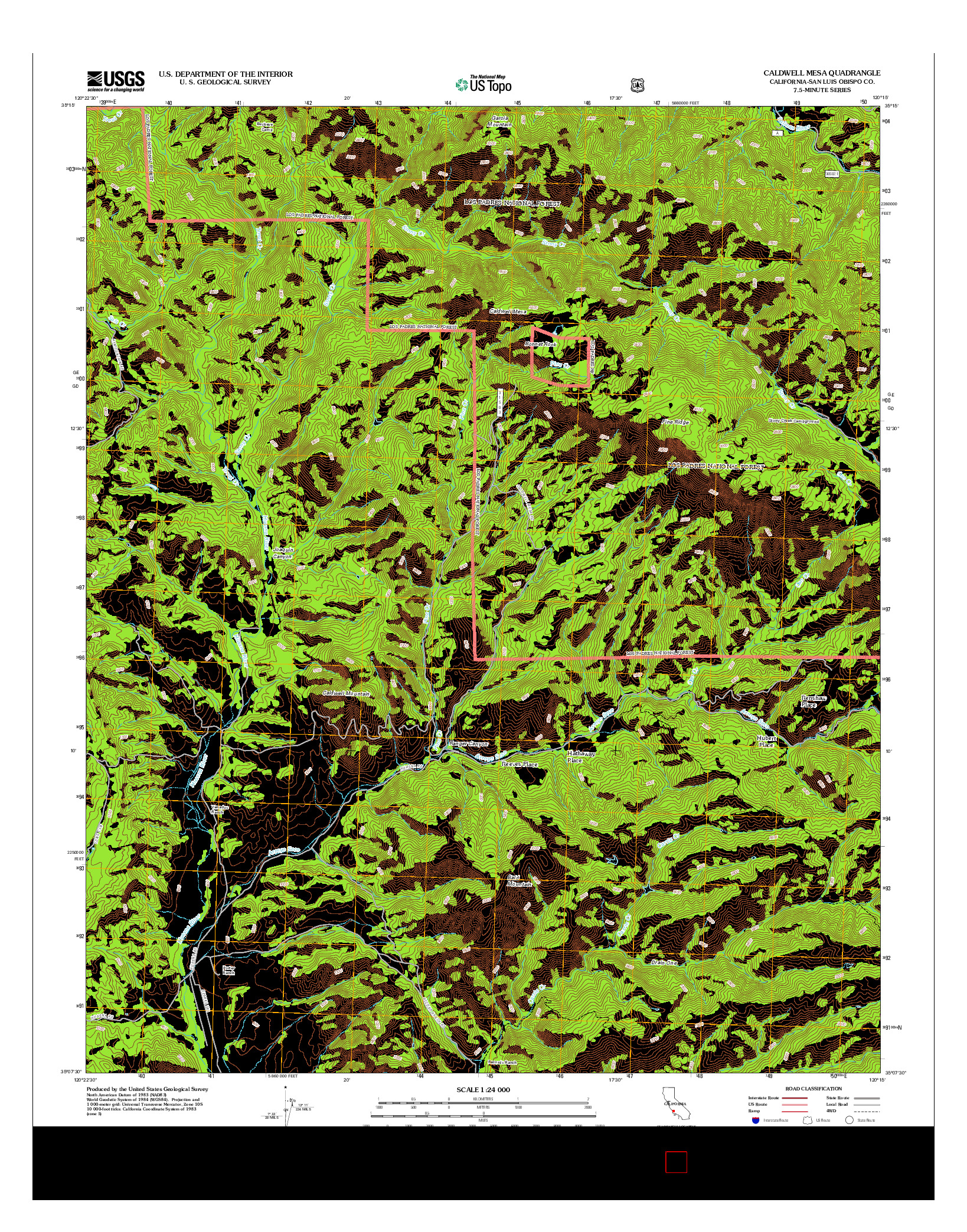 USGS US TOPO 7.5-MINUTE MAP FOR CALDWELL MESA, CA 2012