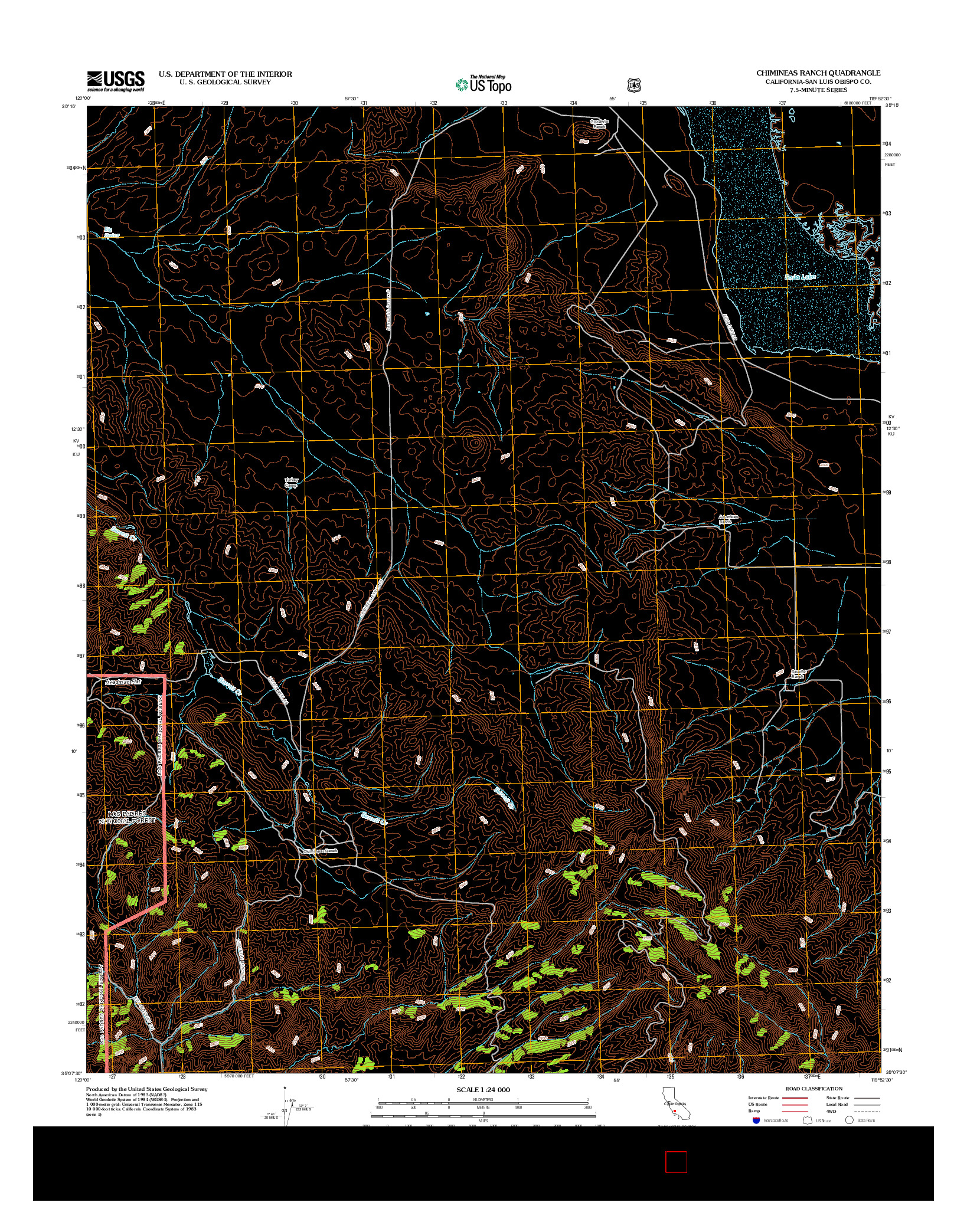 USGS US TOPO 7.5-MINUTE MAP FOR CHIMINEAS RANCH, CA 2012