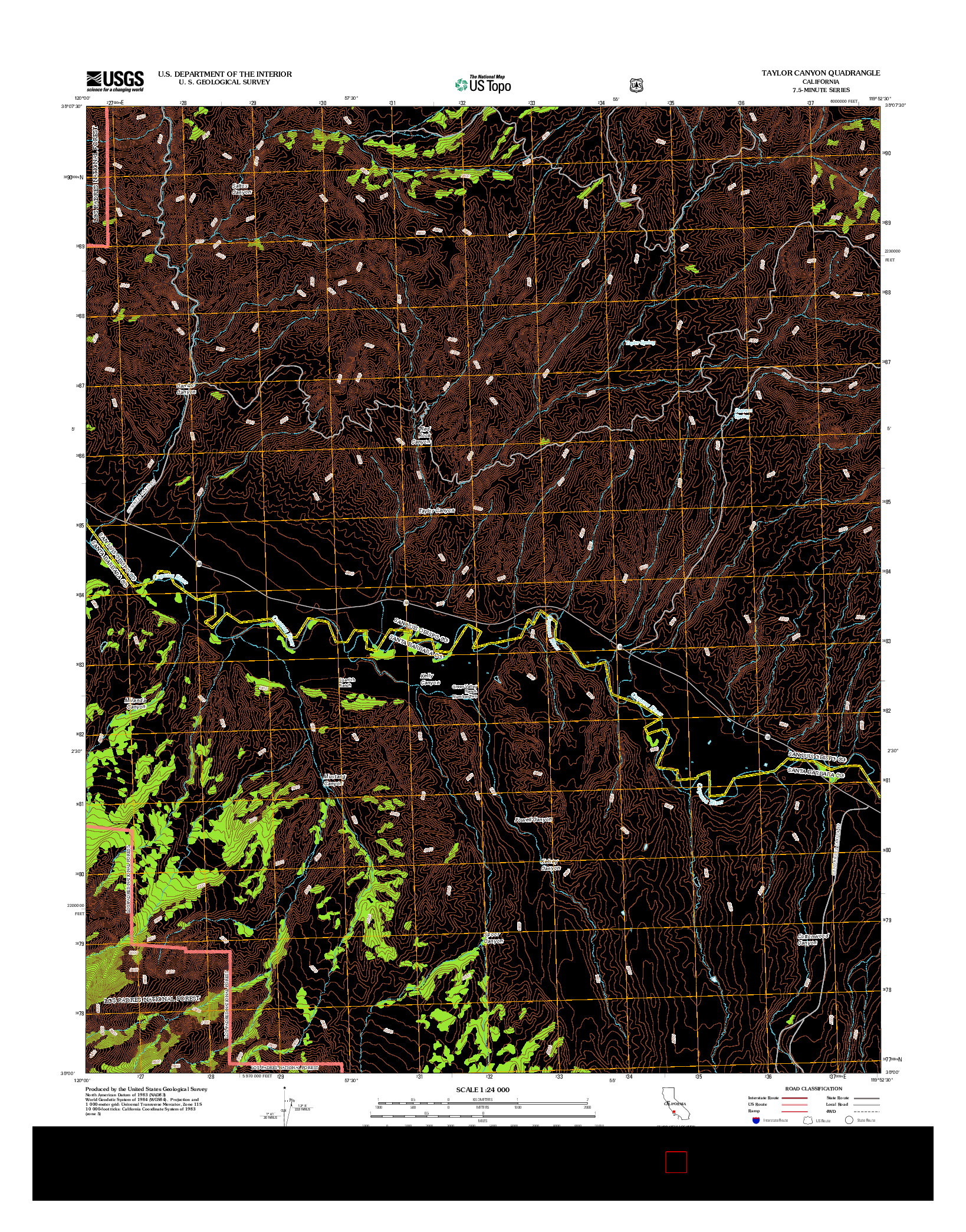 USGS US TOPO 7.5-MINUTE MAP FOR TAYLOR CANYON, CA 2012