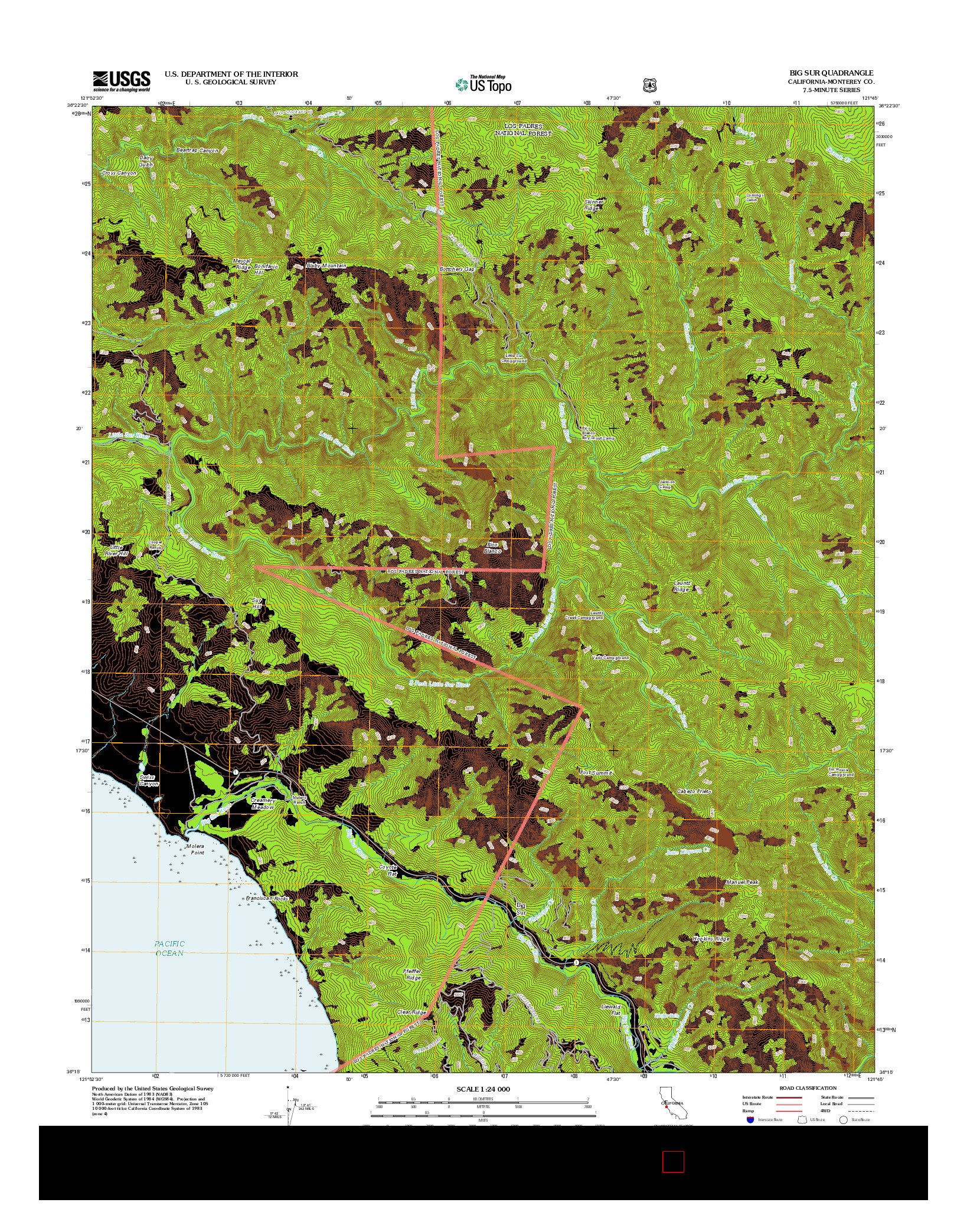 USGS US TOPO 7.5-MINUTE MAP FOR BIG SUR, CA 2012