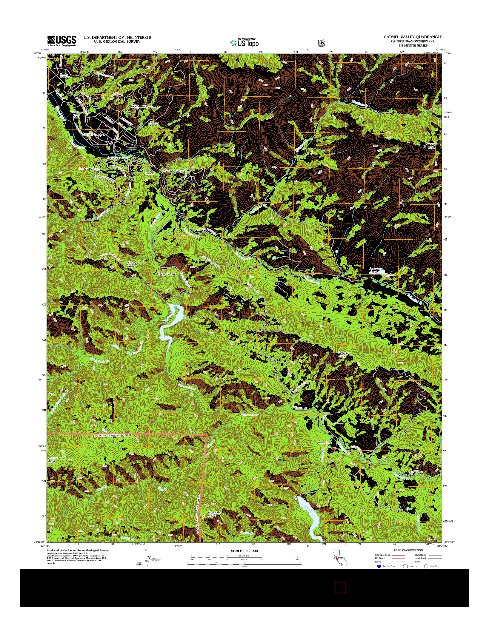 USGS US TOPO 7.5-MINUTE MAP FOR CARMEL VALLEY, CA 2012