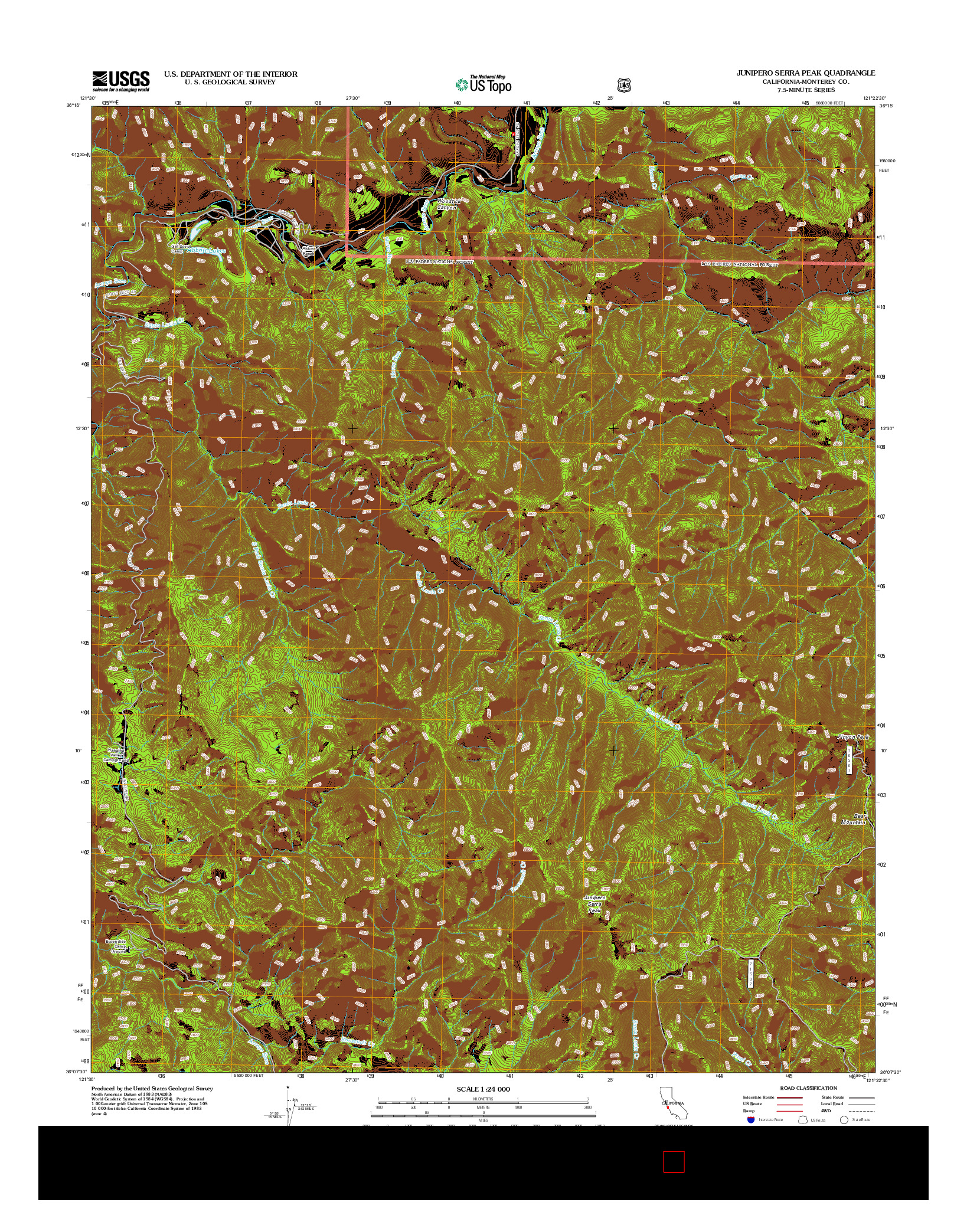 USGS US TOPO 7.5-MINUTE MAP FOR JUNIPERO SERRA PEAK, CA 2012