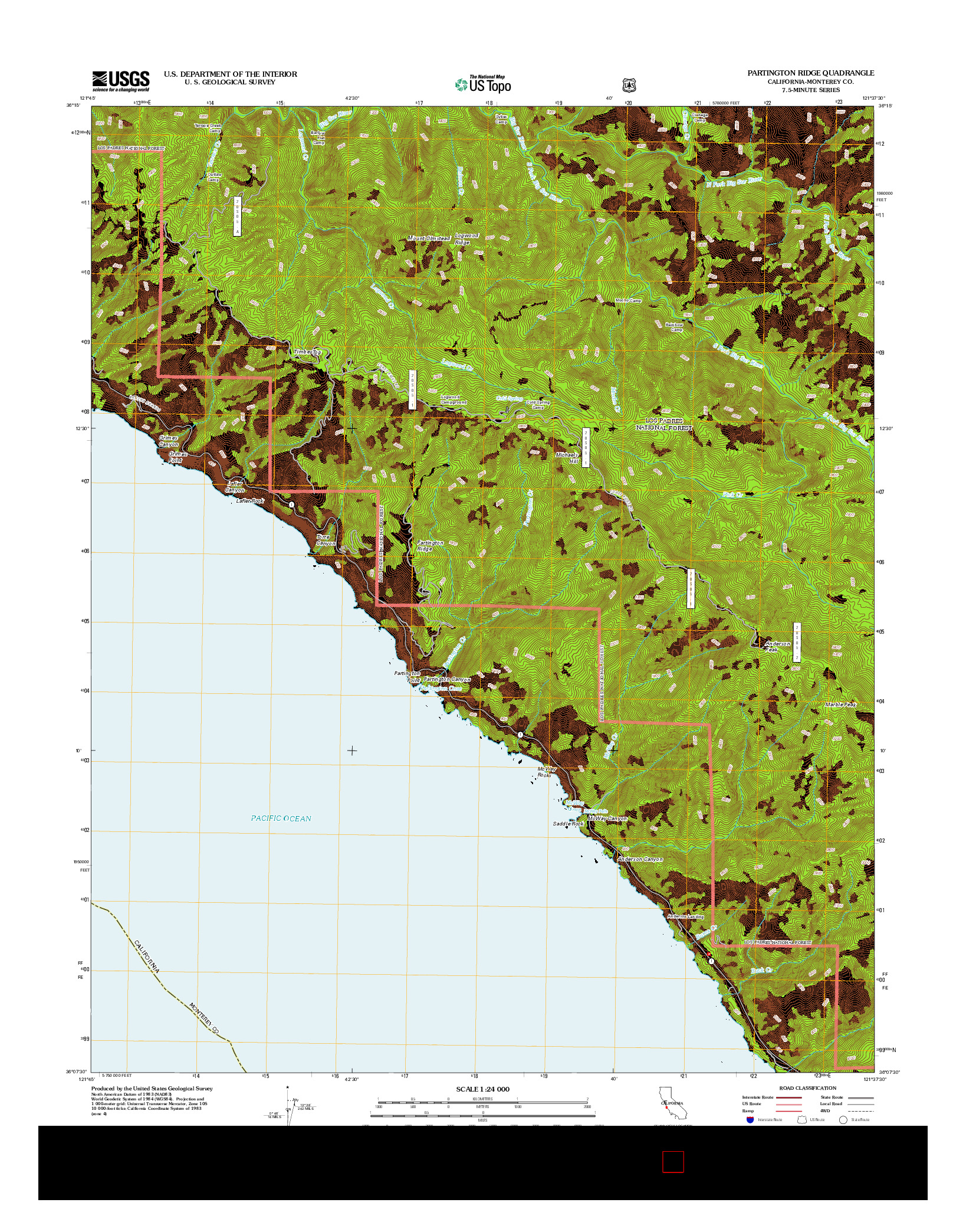 USGS US TOPO 7.5-MINUTE MAP FOR PARTINGTON RIDGE, CA 2012