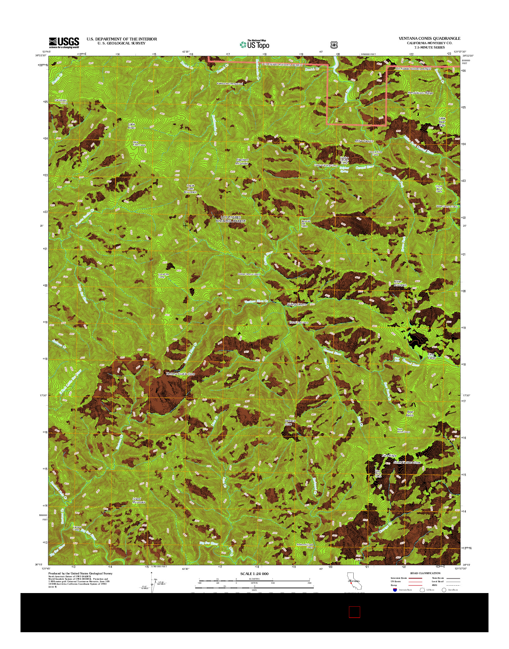 USGS US TOPO 7.5-MINUTE MAP FOR VENTANA CONES, CA 2012