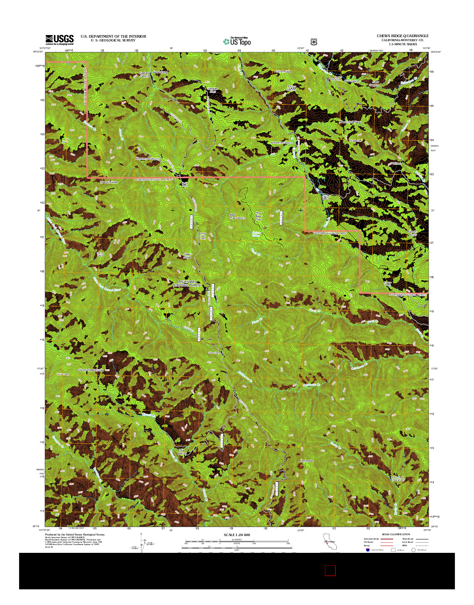 USGS US TOPO 7.5-MINUTE MAP FOR CHEWS RIDGE, CA 2012