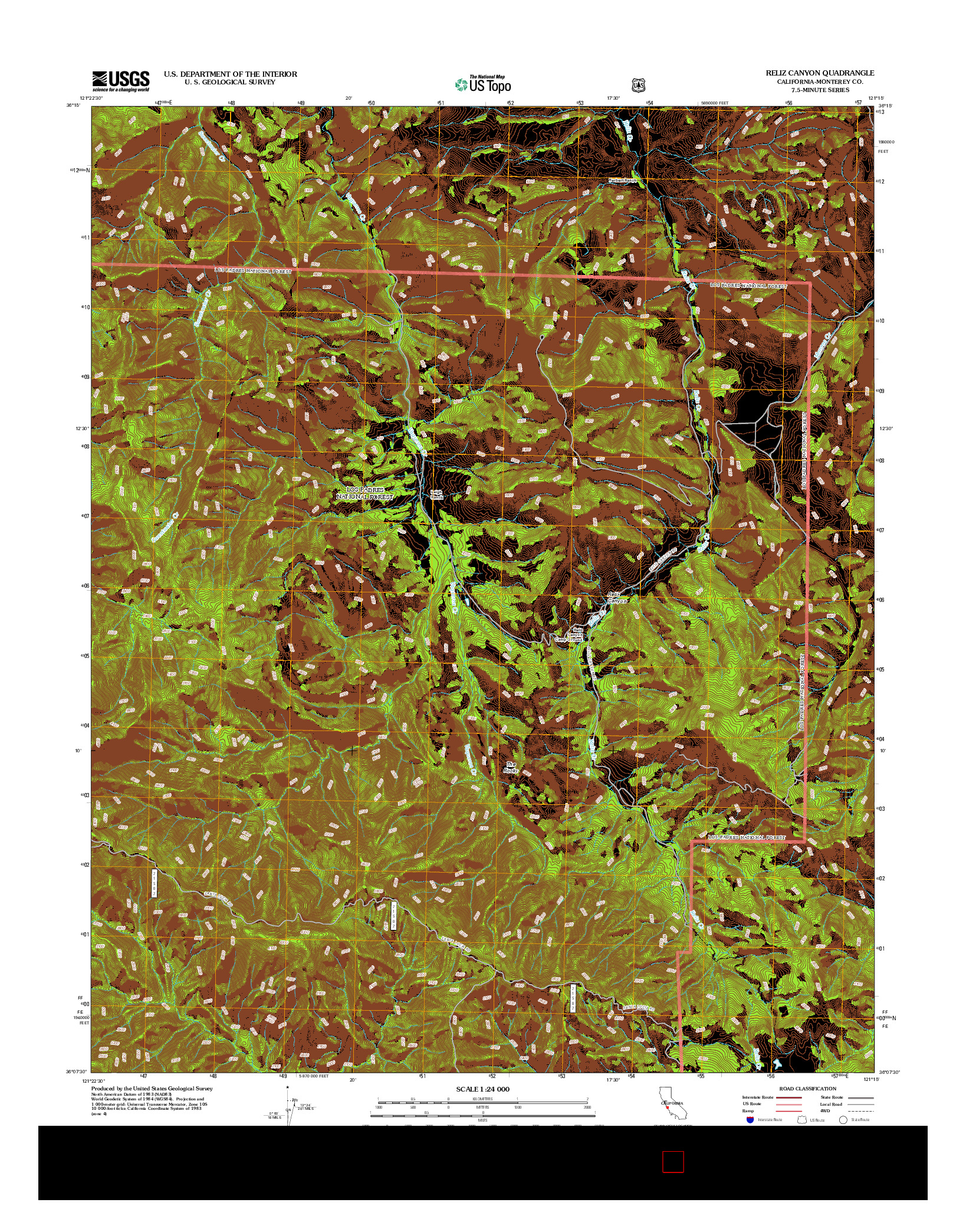 USGS US TOPO 7.5-MINUTE MAP FOR RELIZ CANYON, CA 2012