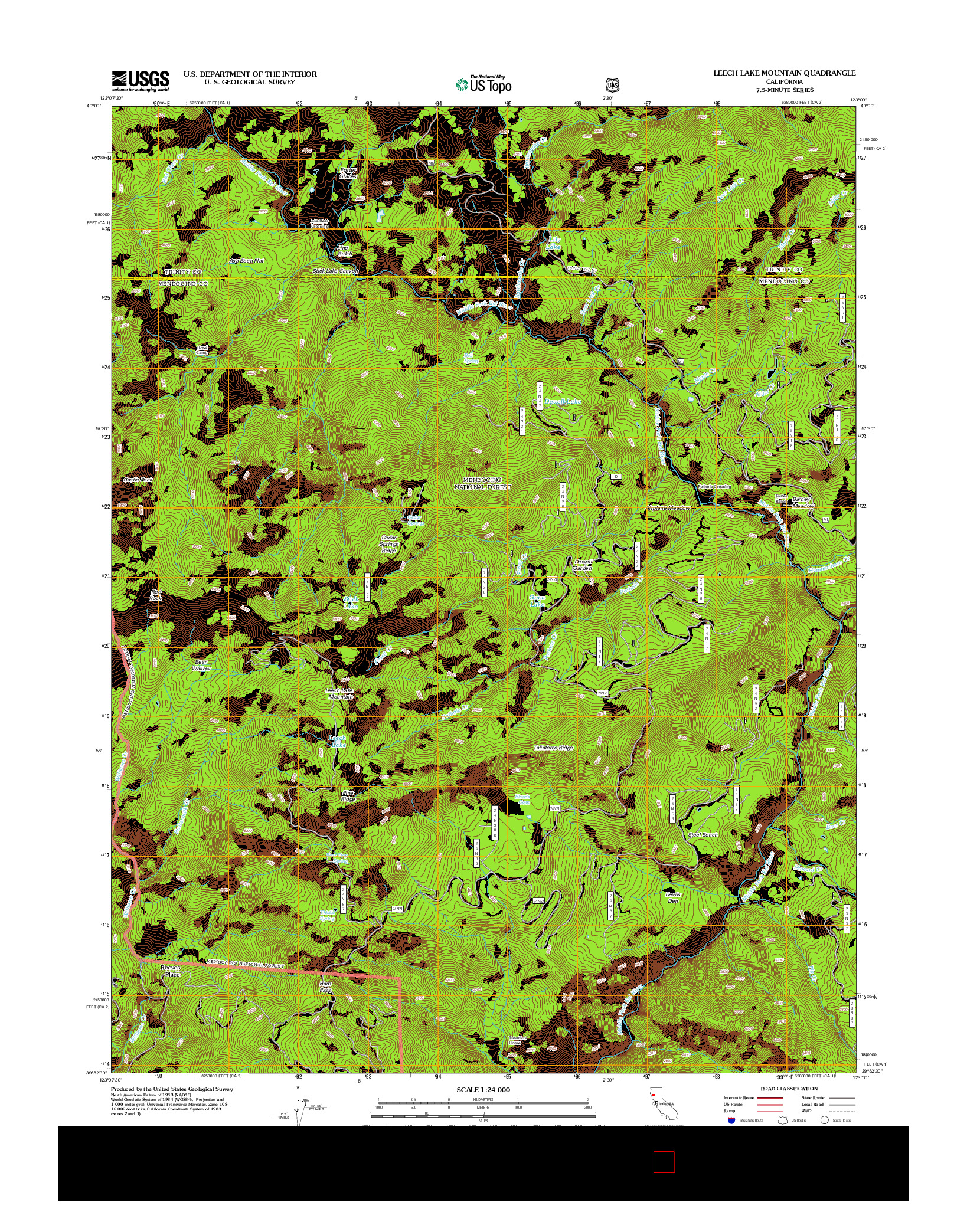 USGS US TOPO 7.5-MINUTE MAP FOR LEECH LAKE MOUNTAIN, CA 2012