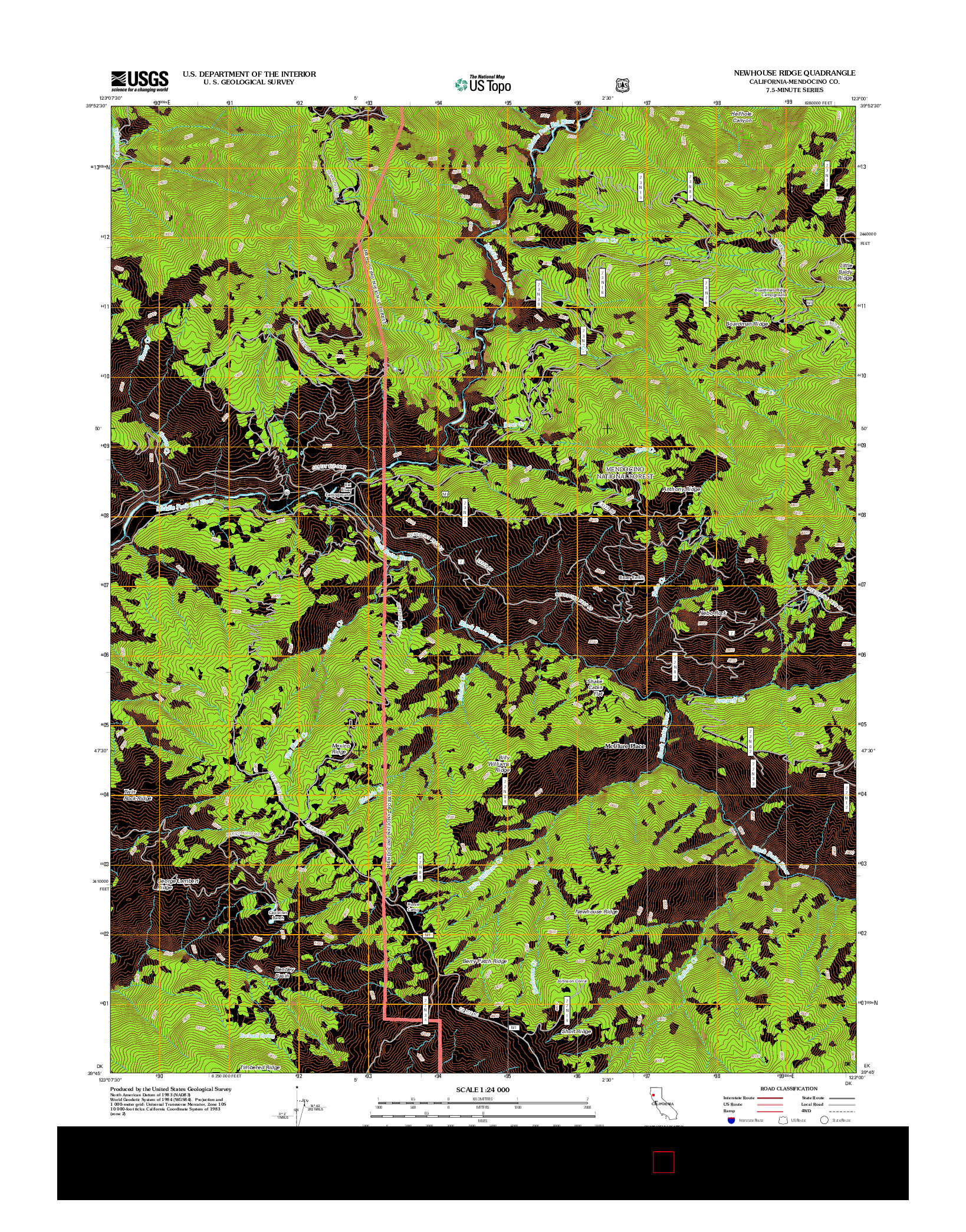 USGS US TOPO 7.5-MINUTE MAP FOR NEWHOUSE RIDGE, CA 2012