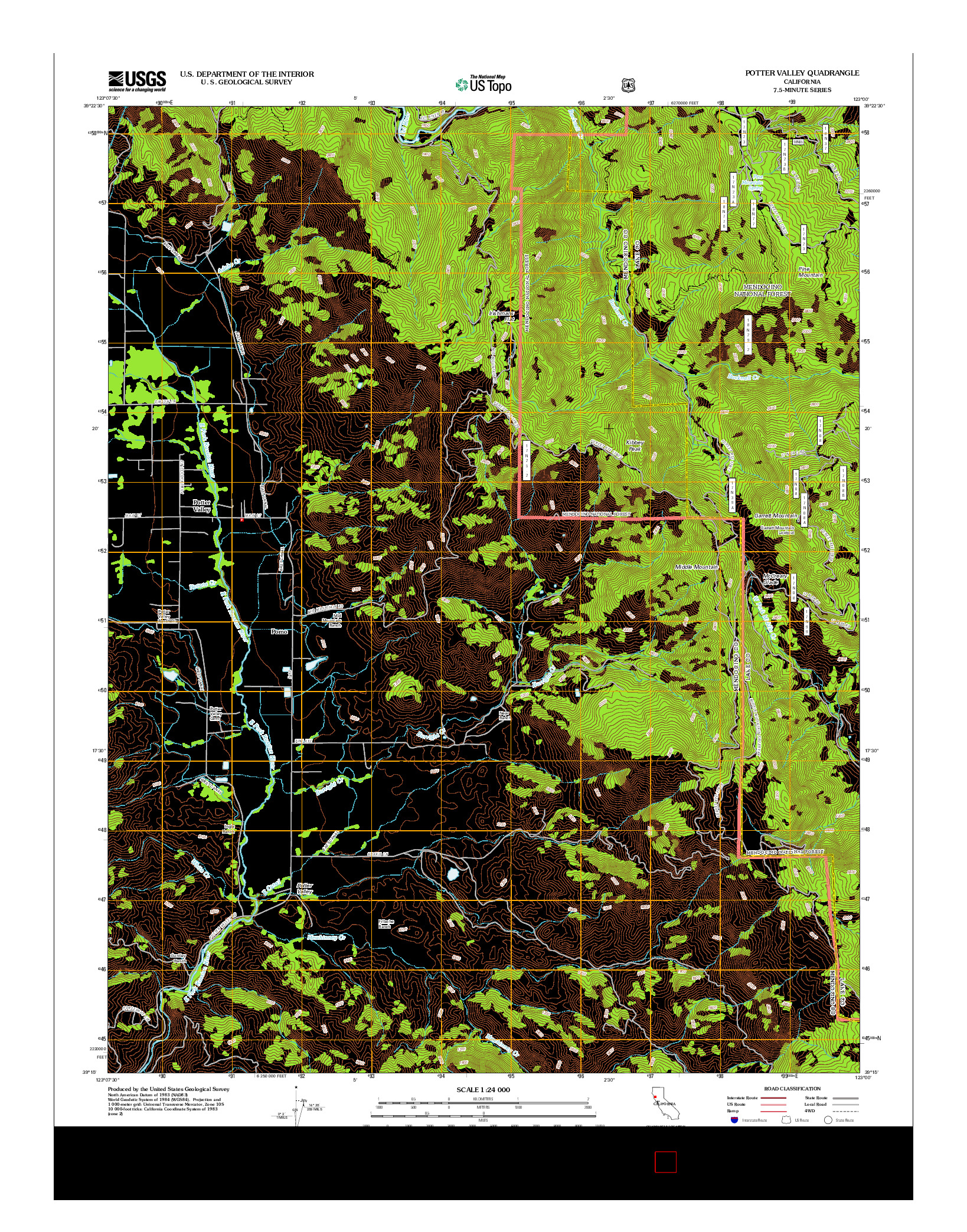 USGS US TOPO 7.5-MINUTE MAP FOR POTTER VALLEY, CA 2012