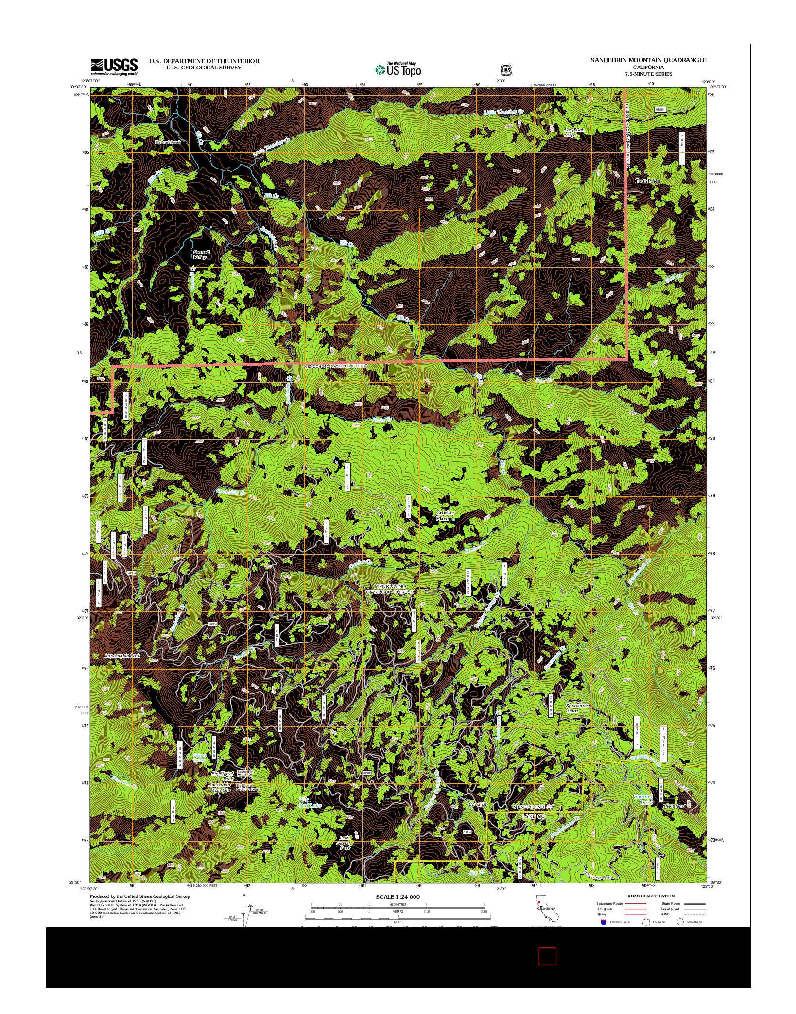 USGS US TOPO 7.5-MINUTE MAP FOR SANHEDRIN MOUNTAIN, CA 2012