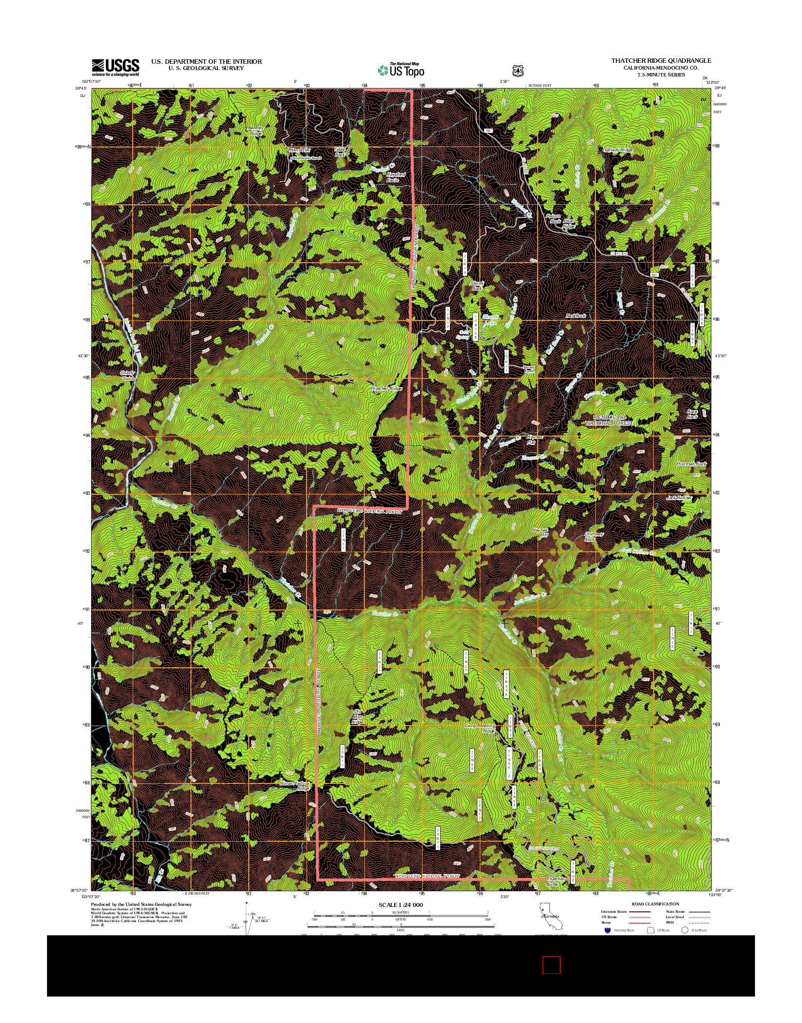 USGS US TOPO 7.5-MINUTE MAP FOR THATCHER RIDGE, CA 2012