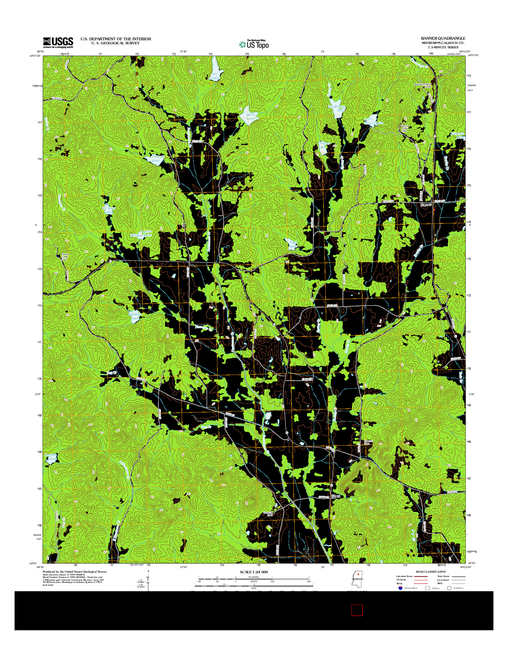 USGS US TOPO 7.5-MINUTE MAP FOR BANNER, MS 2012