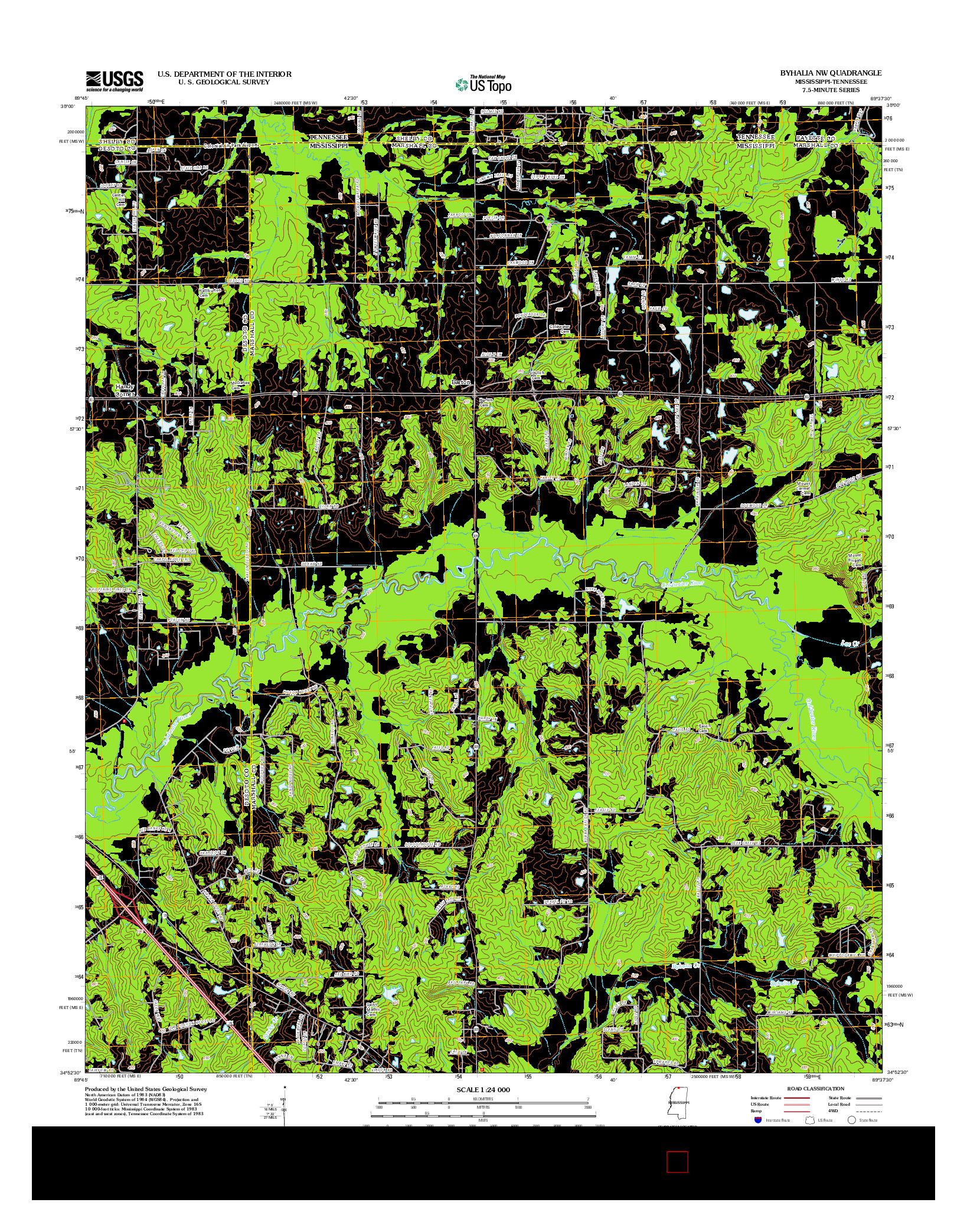 USGS US TOPO 7.5-MINUTE MAP FOR BYHALIA NW, MS-TN 2012