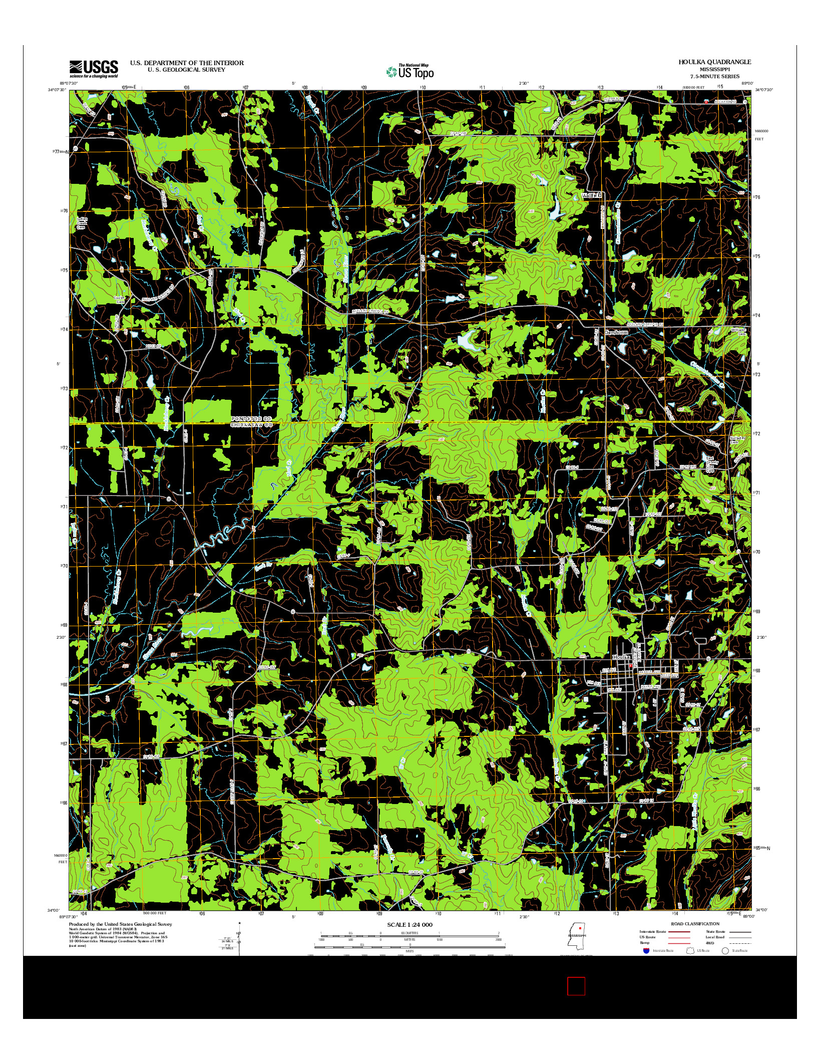 USGS US TOPO 7.5-MINUTE MAP FOR HOULKA, MS 2012