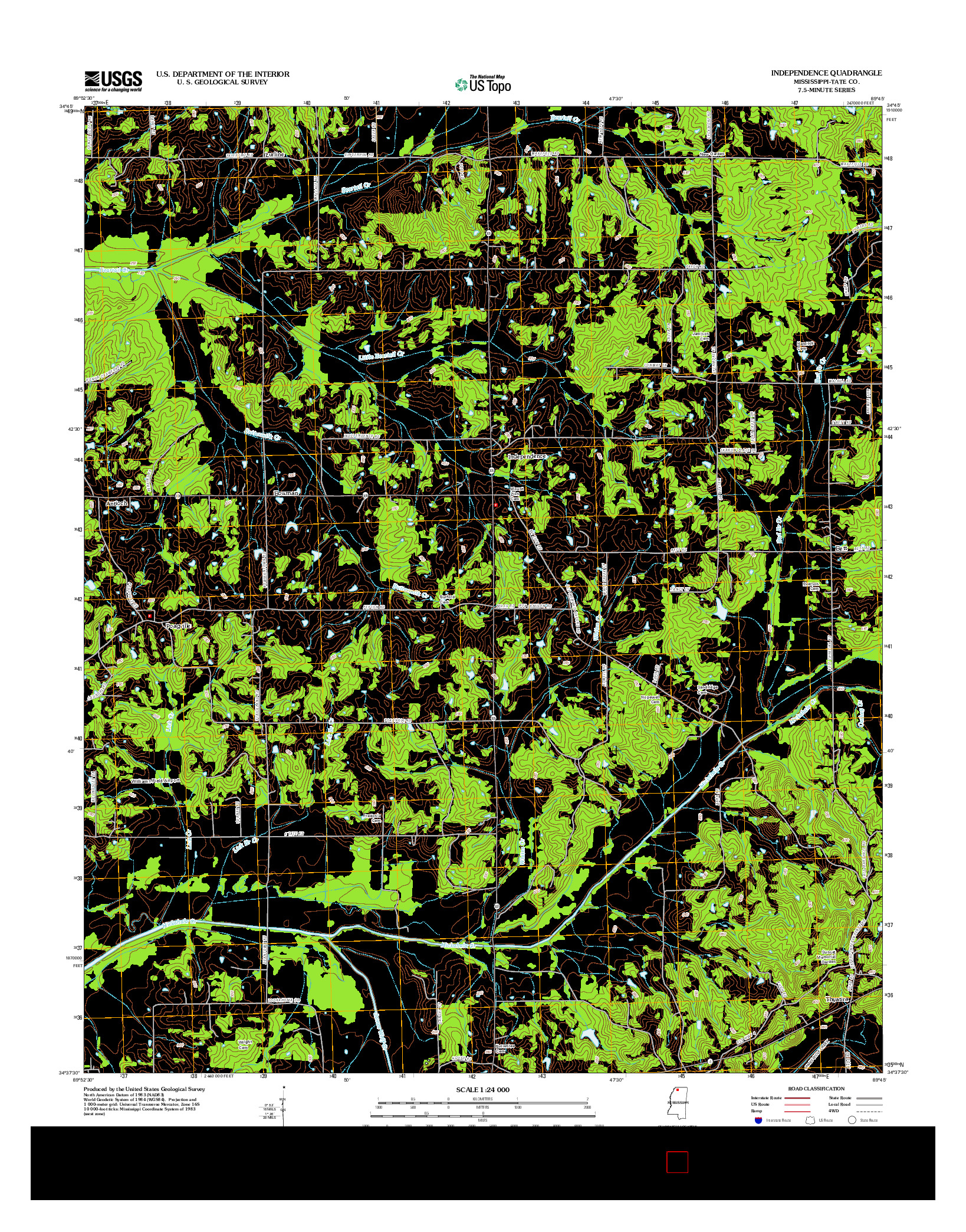 USGS US TOPO 7.5-MINUTE MAP FOR INDEPENDENCE, MS 2012