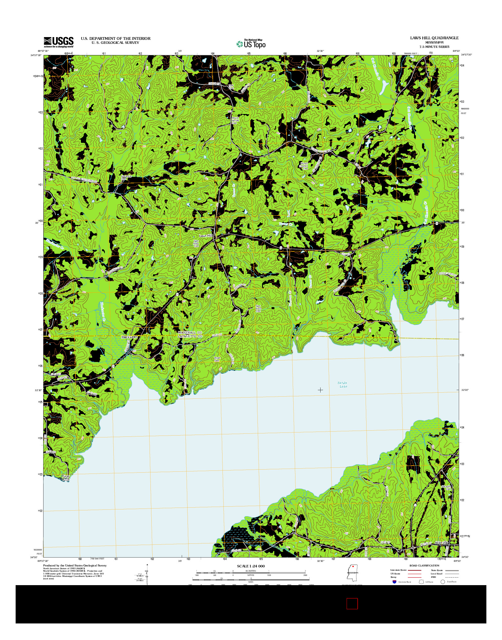 USGS US TOPO 7.5-MINUTE MAP FOR LAWS HILL, MS 2012