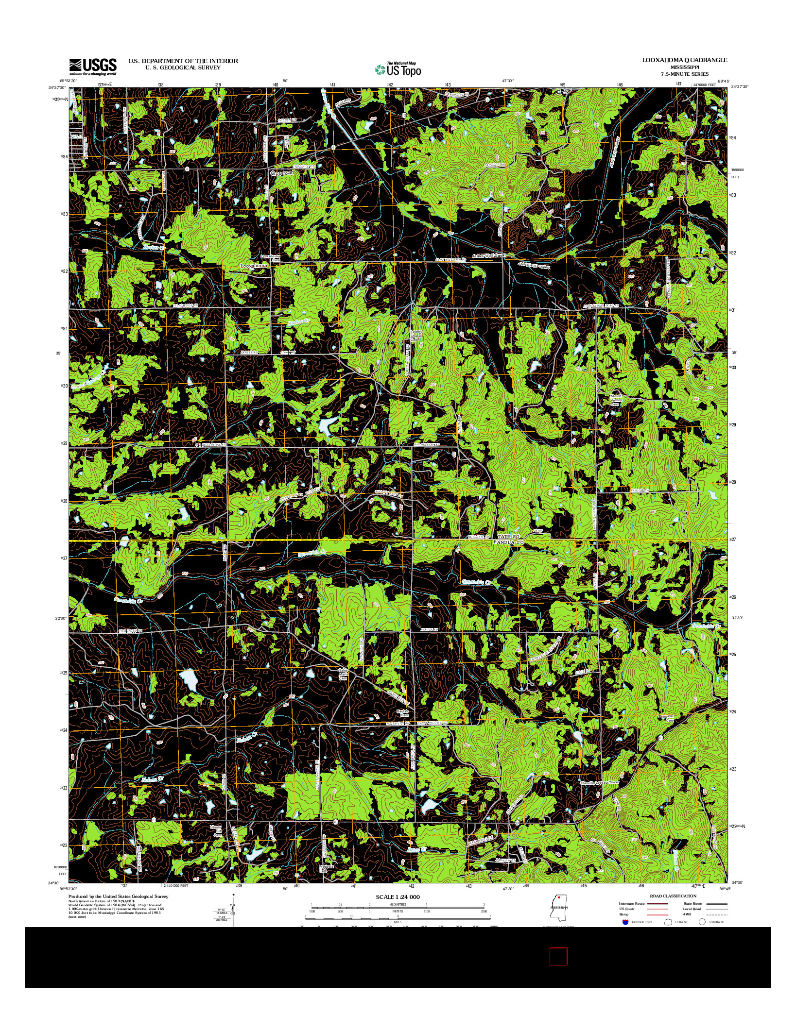 USGS US TOPO 7.5-MINUTE MAP FOR LOOXAHOMA, MS 2012