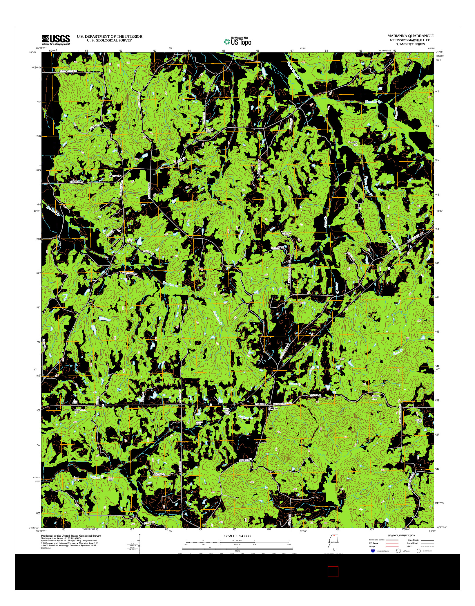 USGS US TOPO 7.5-MINUTE MAP FOR MARIANNA, MS 2012