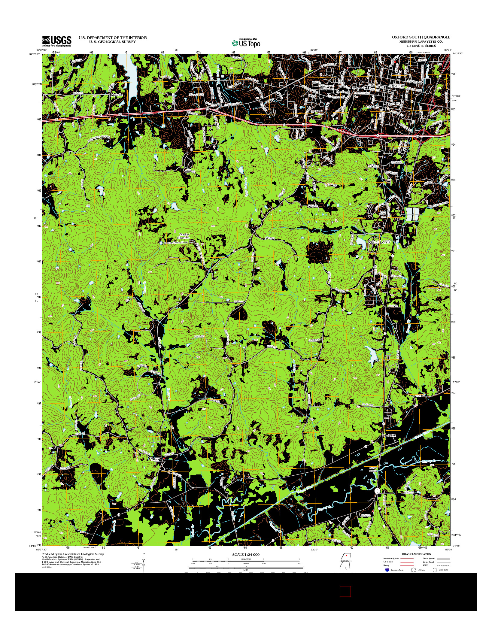 USGS US TOPO 7.5-MINUTE MAP FOR OXFORD SOUTH, MS 2012