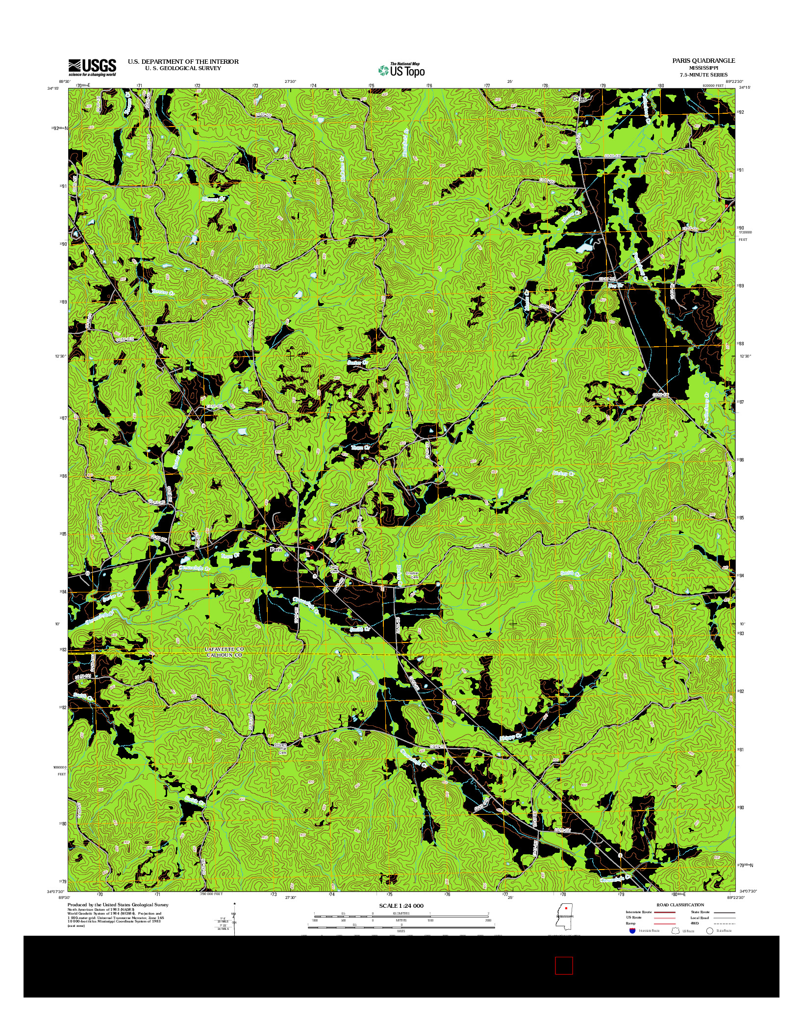 USGS US TOPO 7.5-MINUTE MAP FOR PARIS, MS 2012