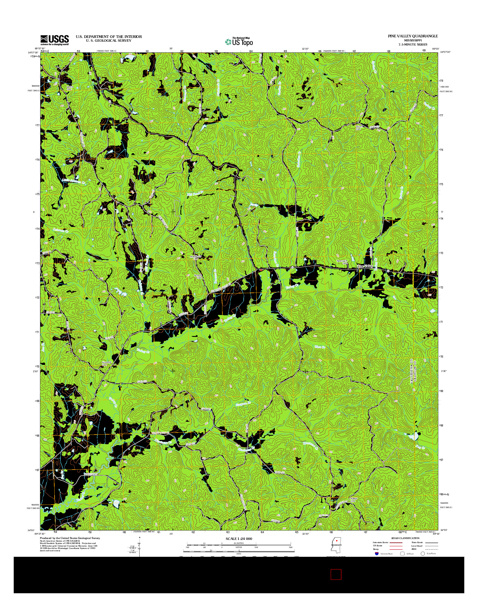 USGS US TOPO 7.5-MINUTE MAP FOR PINE VALLEY, MS 2012