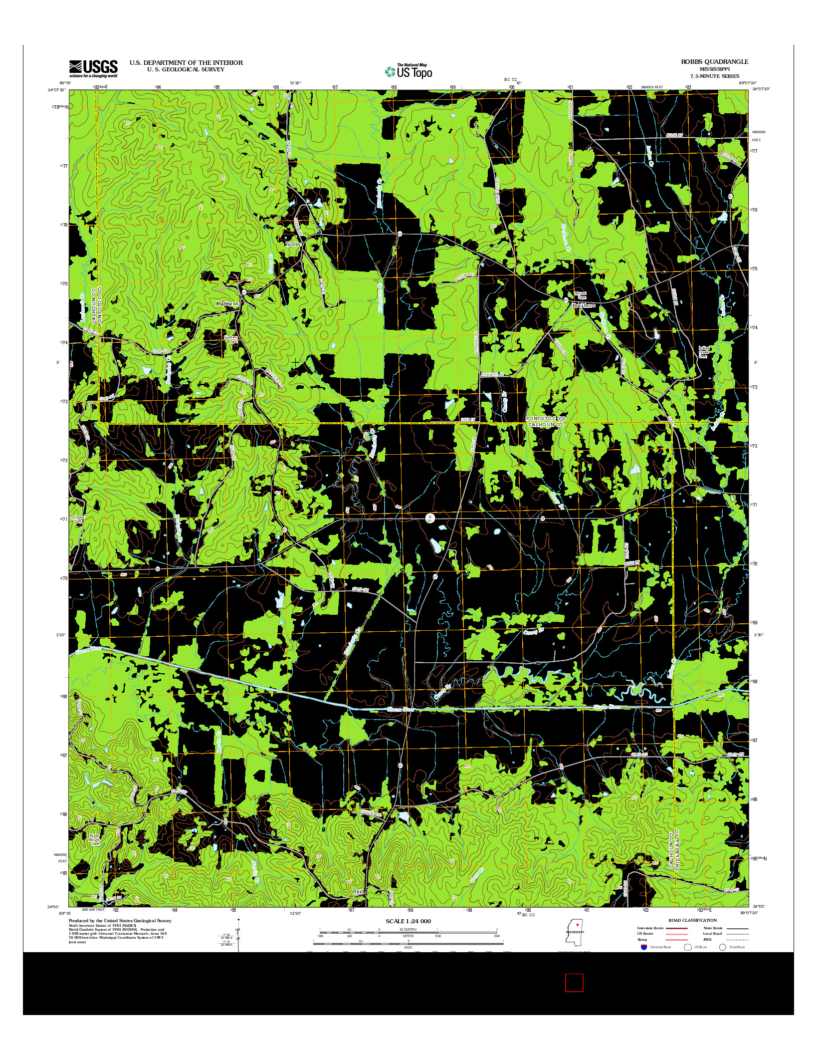 USGS US TOPO 7.5-MINUTE MAP FOR ROBBS, MS 2012