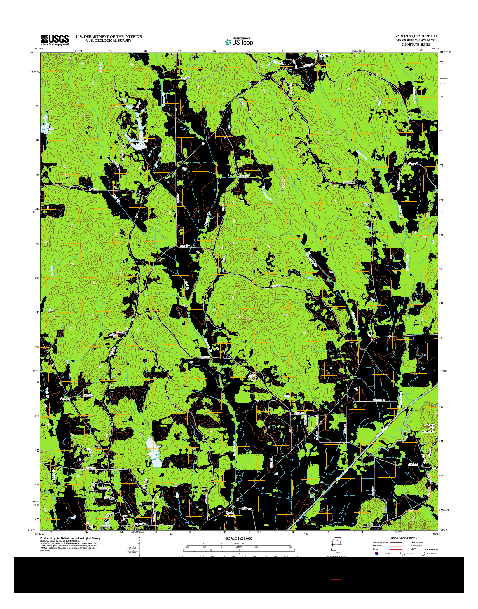 USGS US TOPO 7.5-MINUTE MAP FOR SAREPTA, MS 2012