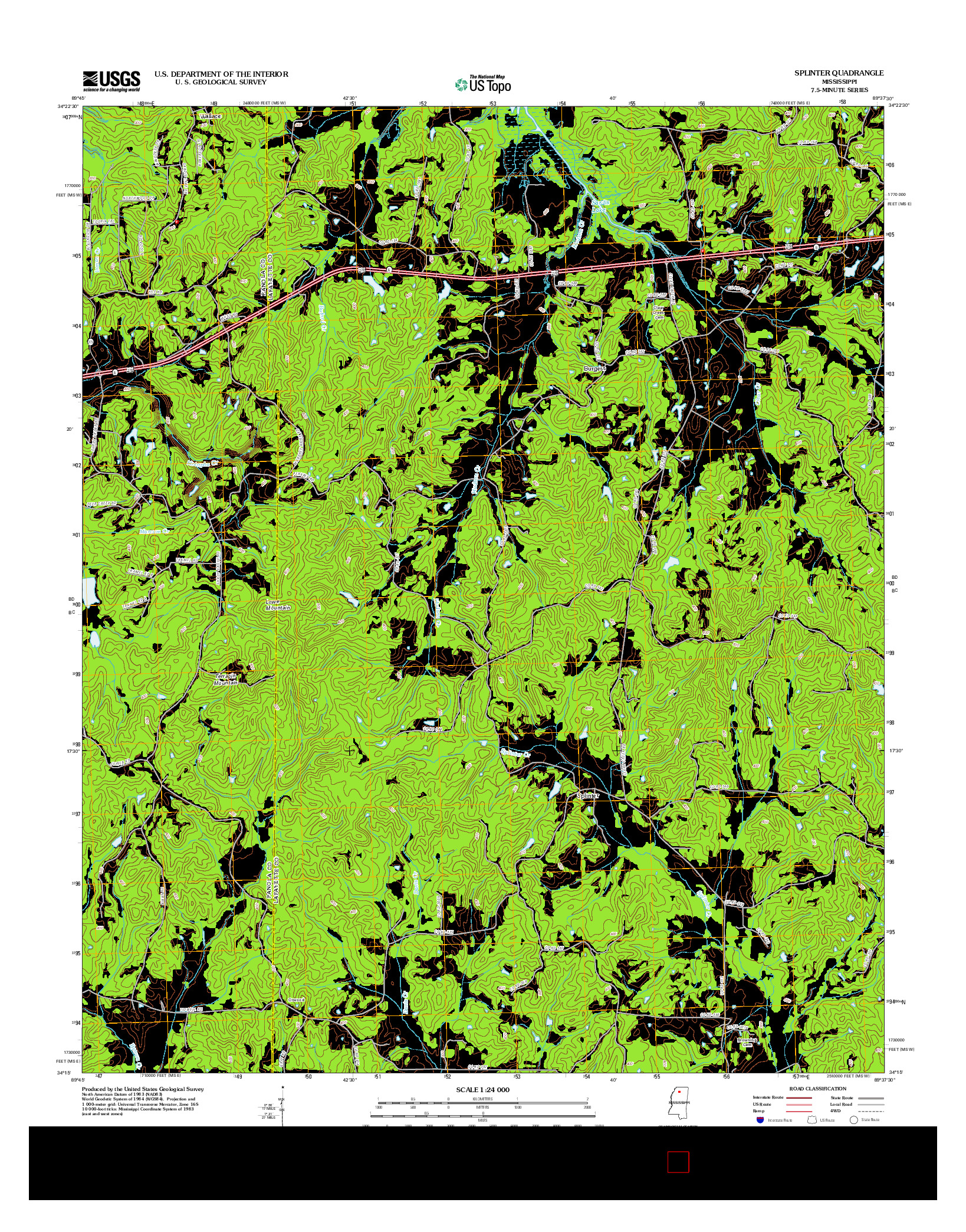 USGS US TOPO 7.5-MINUTE MAP FOR SPLINTER, MS 2012