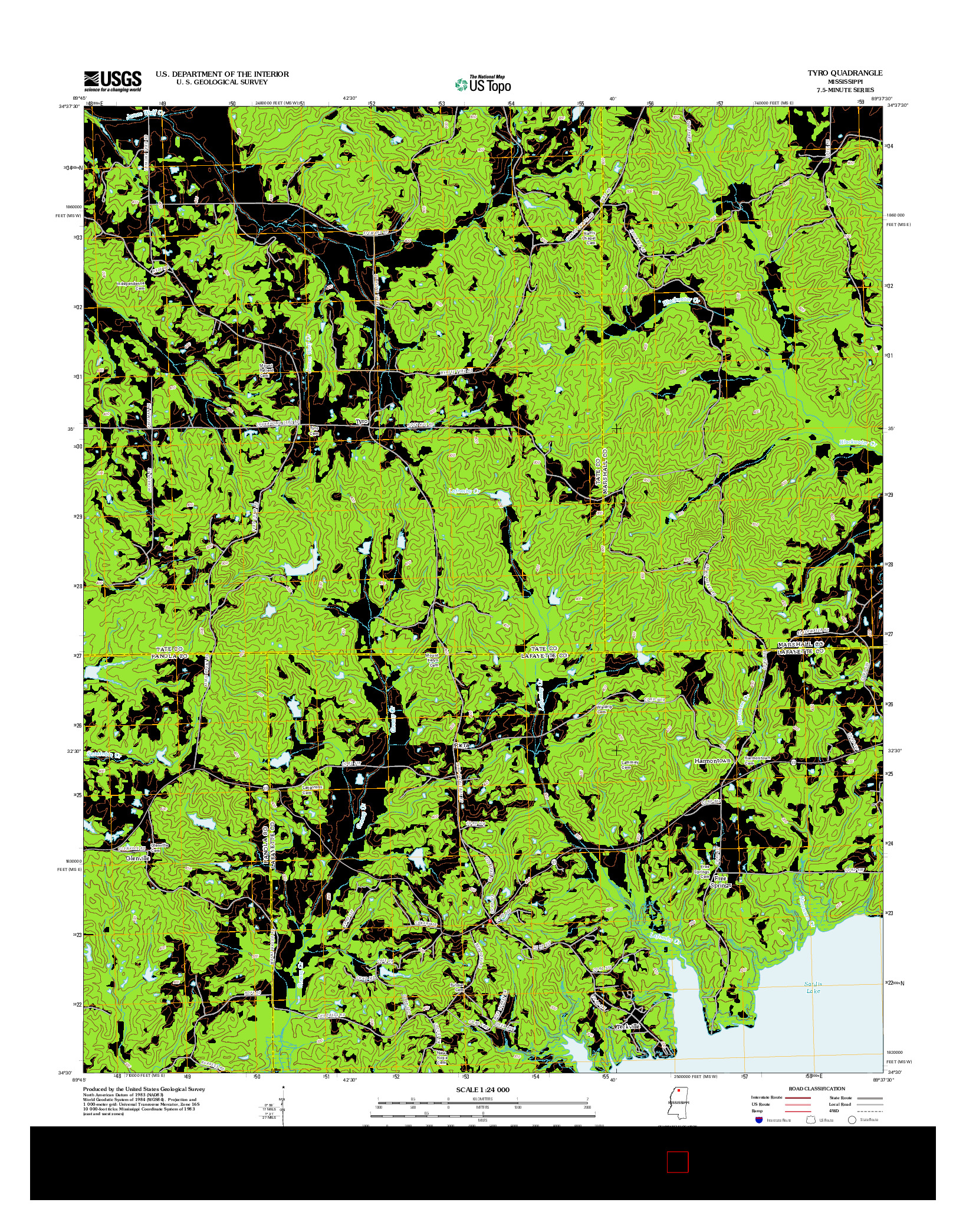 USGS US TOPO 7.5-MINUTE MAP FOR TYRO, MS 2012