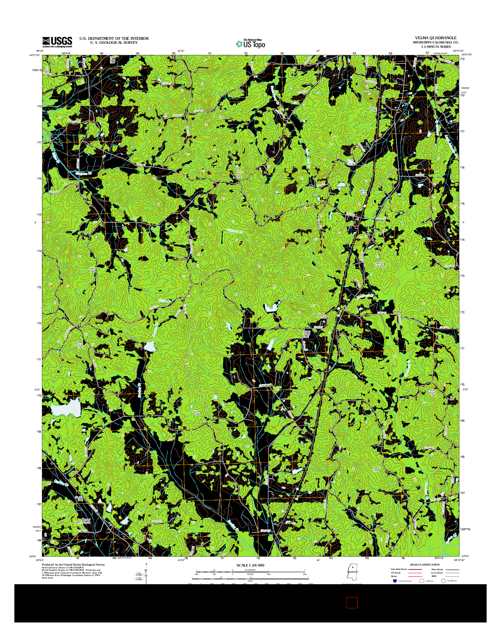 USGS US TOPO 7.5-MINUTE MAP FOR VELMA, MS 2012