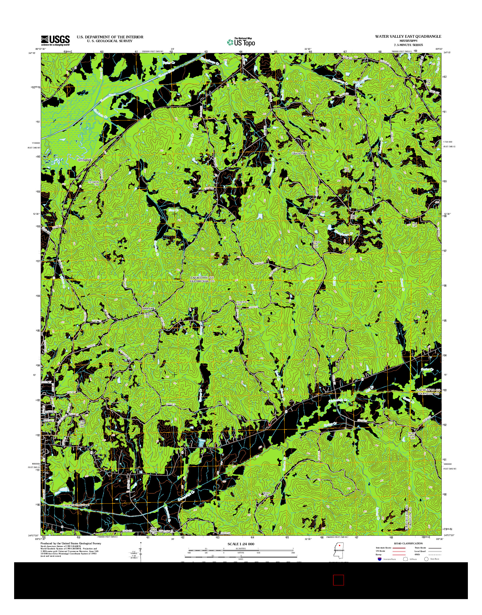 USGS US TOPO 7.5-MINUTE MAP FOR WATER VALLEY EAST, MS 2012